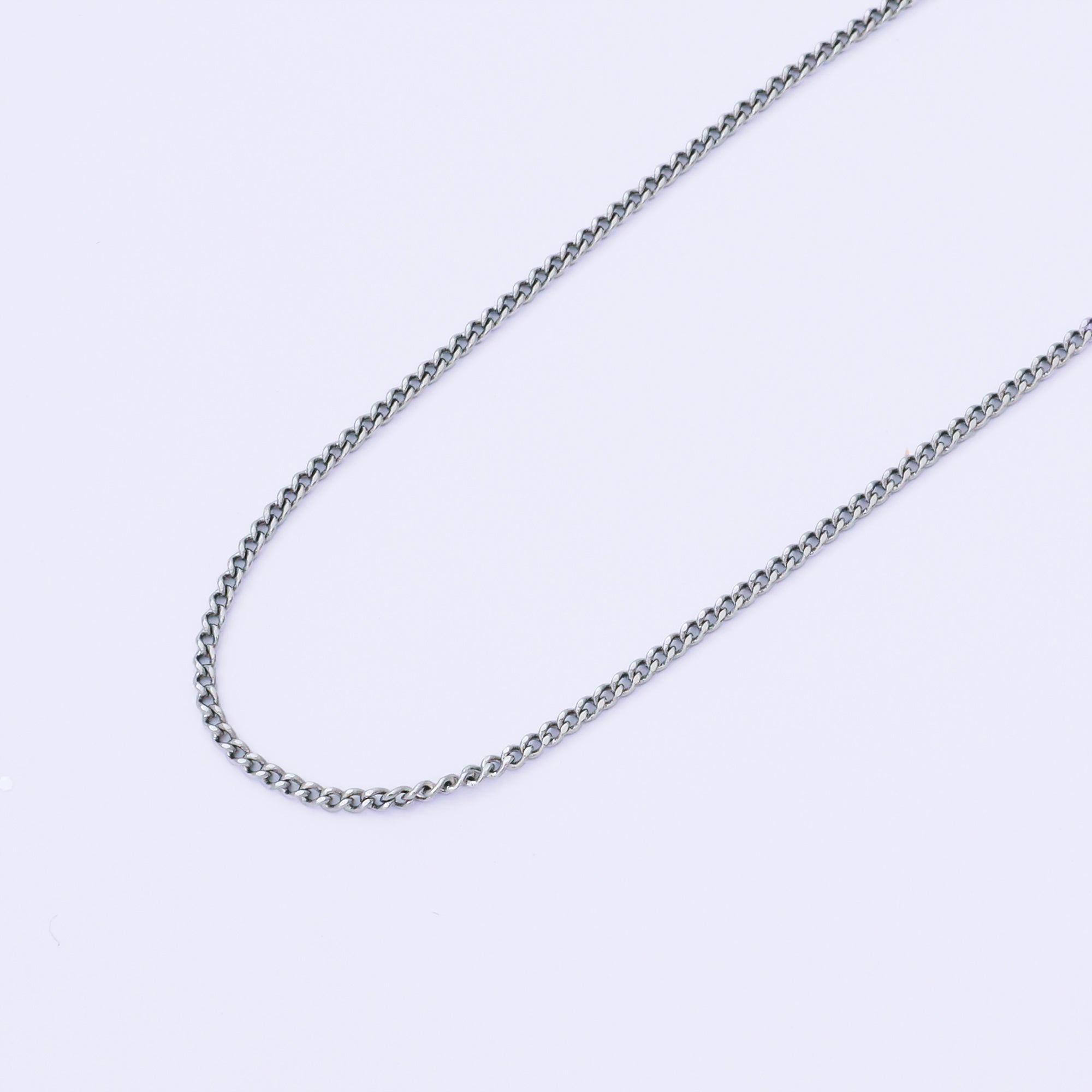 Silver 1.3mm Minimalist Curb Chain 15 Inch Necklace with Extender | WA-3228