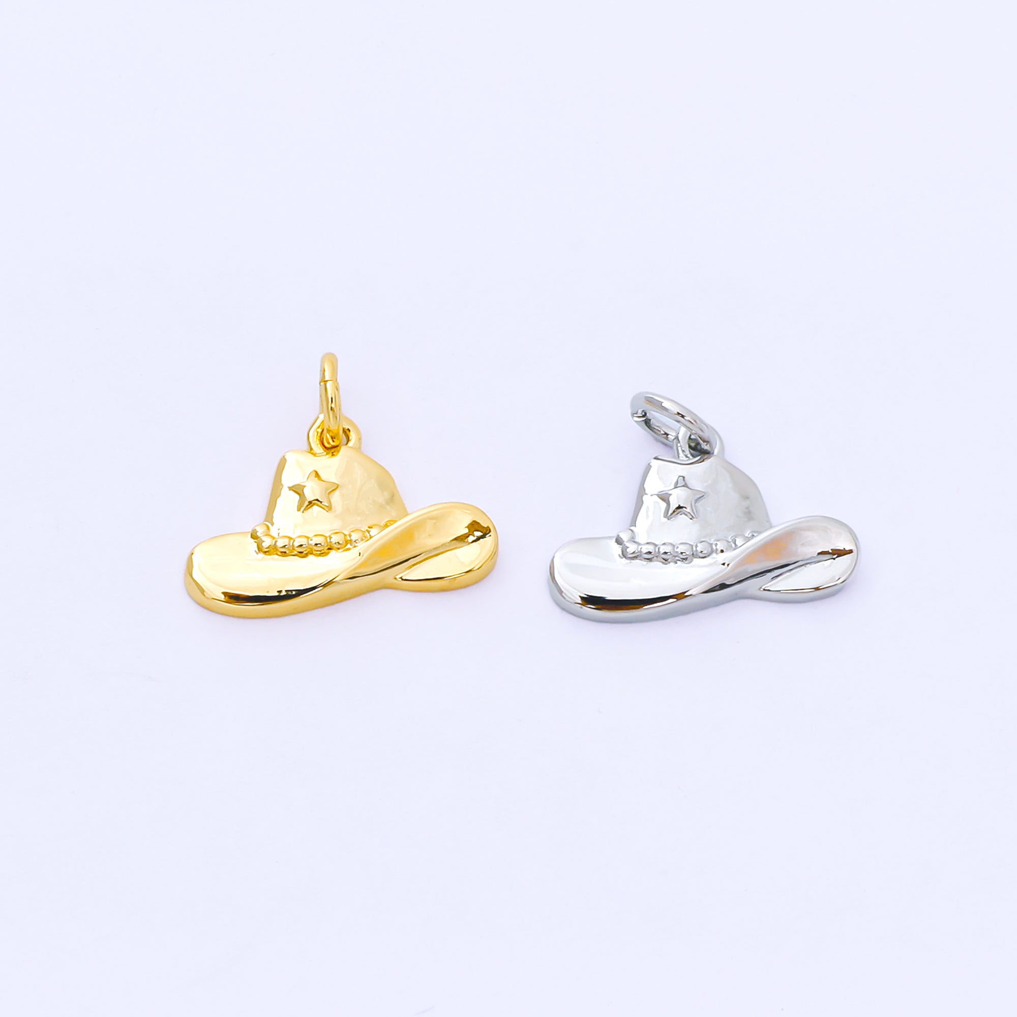 24K Gold Filled 16mm Wildwest Cowboy Hat Charm in Gold & Silver | AF1519