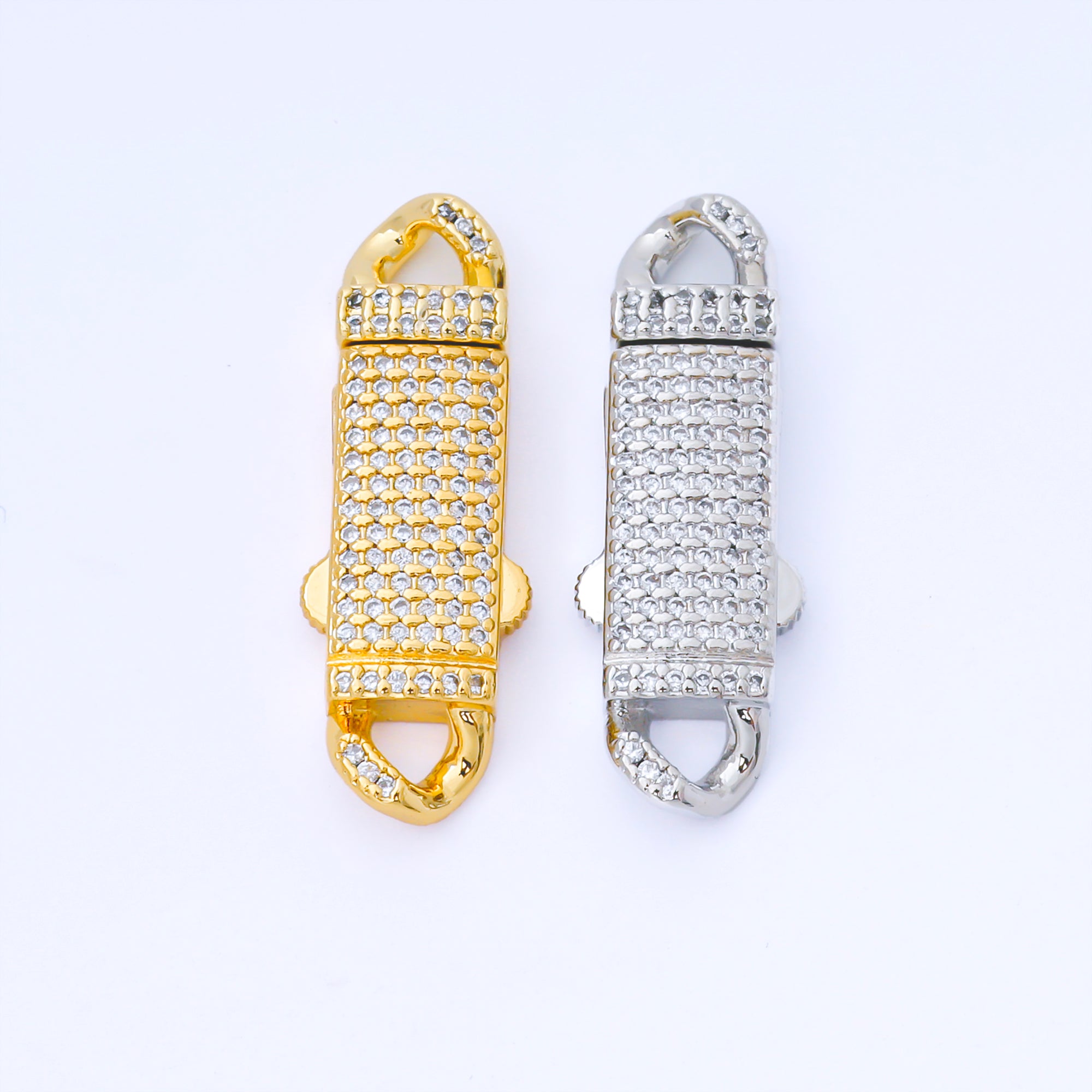 24K Gold Filled 31mm Micro Paved CZ Fancy Box Clasp Closure Charm Finding | Z1330
