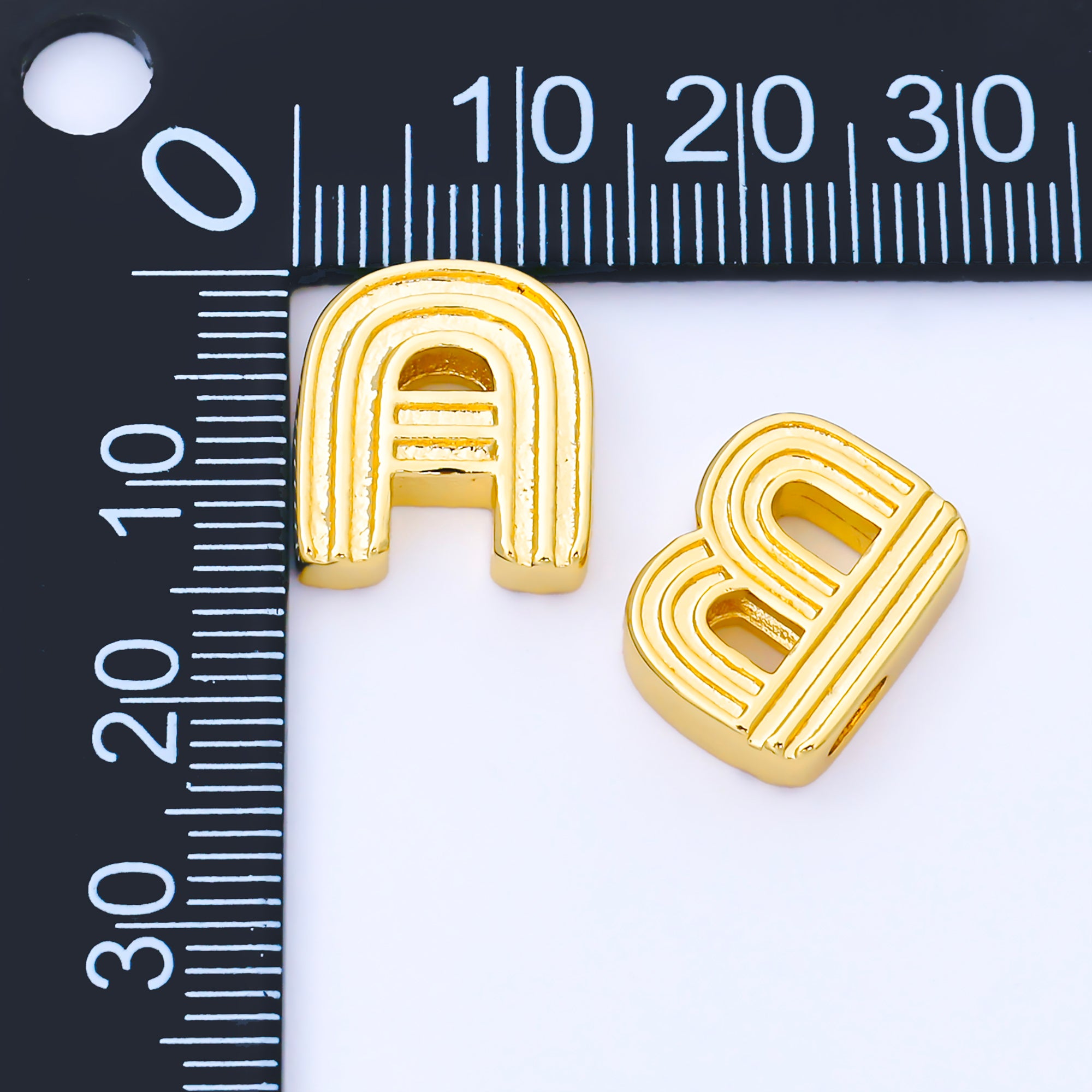 24K Gold Filled 15mm Initial Letter Alphabet Groovy Initial Spacer Bead | AF066 - AF078