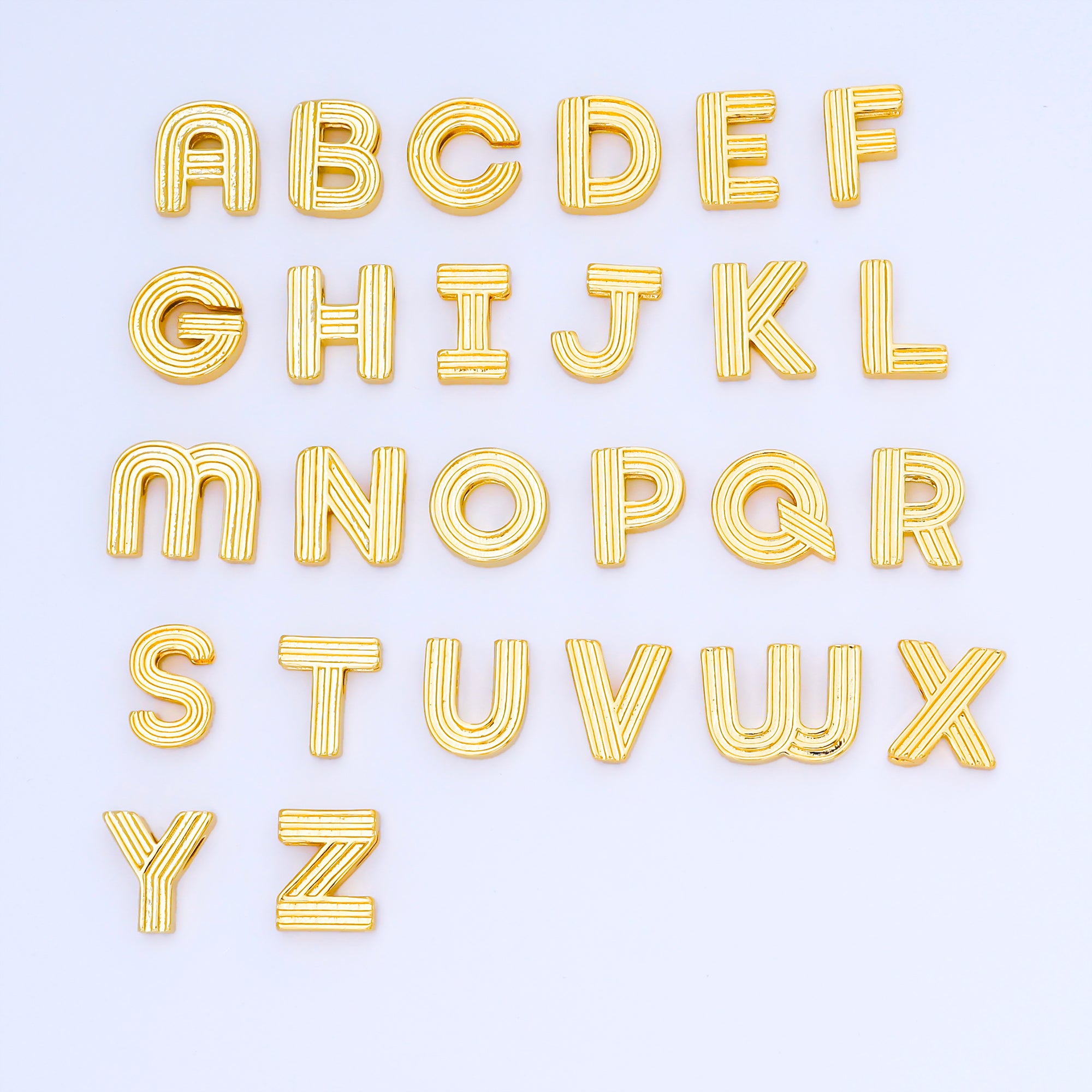 24K Gold Filled 15mm Initial Letter Alphabet Groovy Initial Spacer Bead | AF066 - AF078
