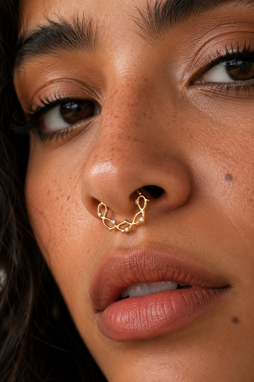 Titanium 15mm CZ Geometric Single Septum Cartilage Piercing Clicker in Gold & Silver | Findings-00305 Findings-00306