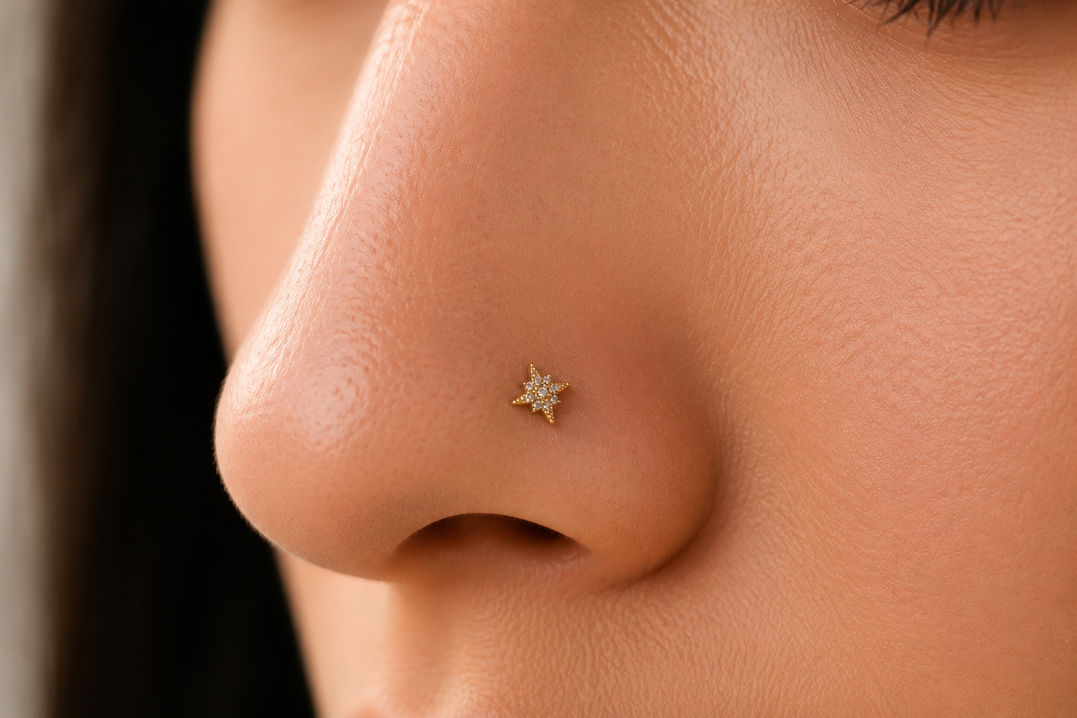 24K Gold Filled 8mm Star Micro Paved CZ Cartilage Piercing Flat Back Stud in Gold & Silver | Findings-00269 Findings-00270