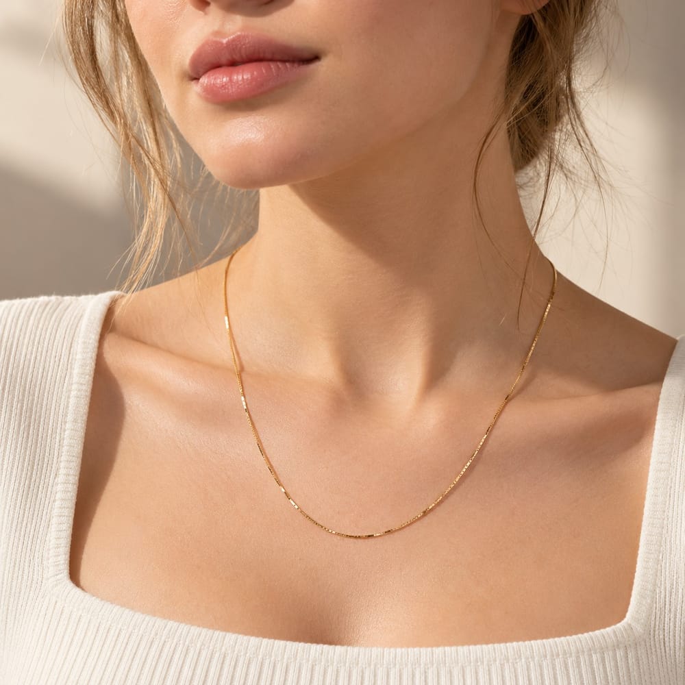 14K Gold Filled 1mm Minimalist Box Chain 20 Inch Necklace | WA-00548