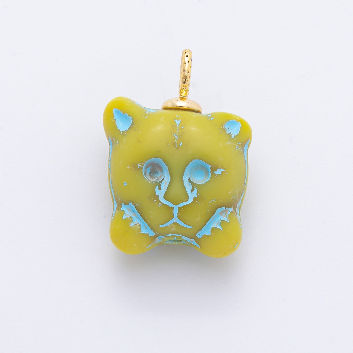 18K Gold Filled Blue, Light Green, Black, Dark Green Gold Lined Cat Acrylic Drop Charm | N214 N225