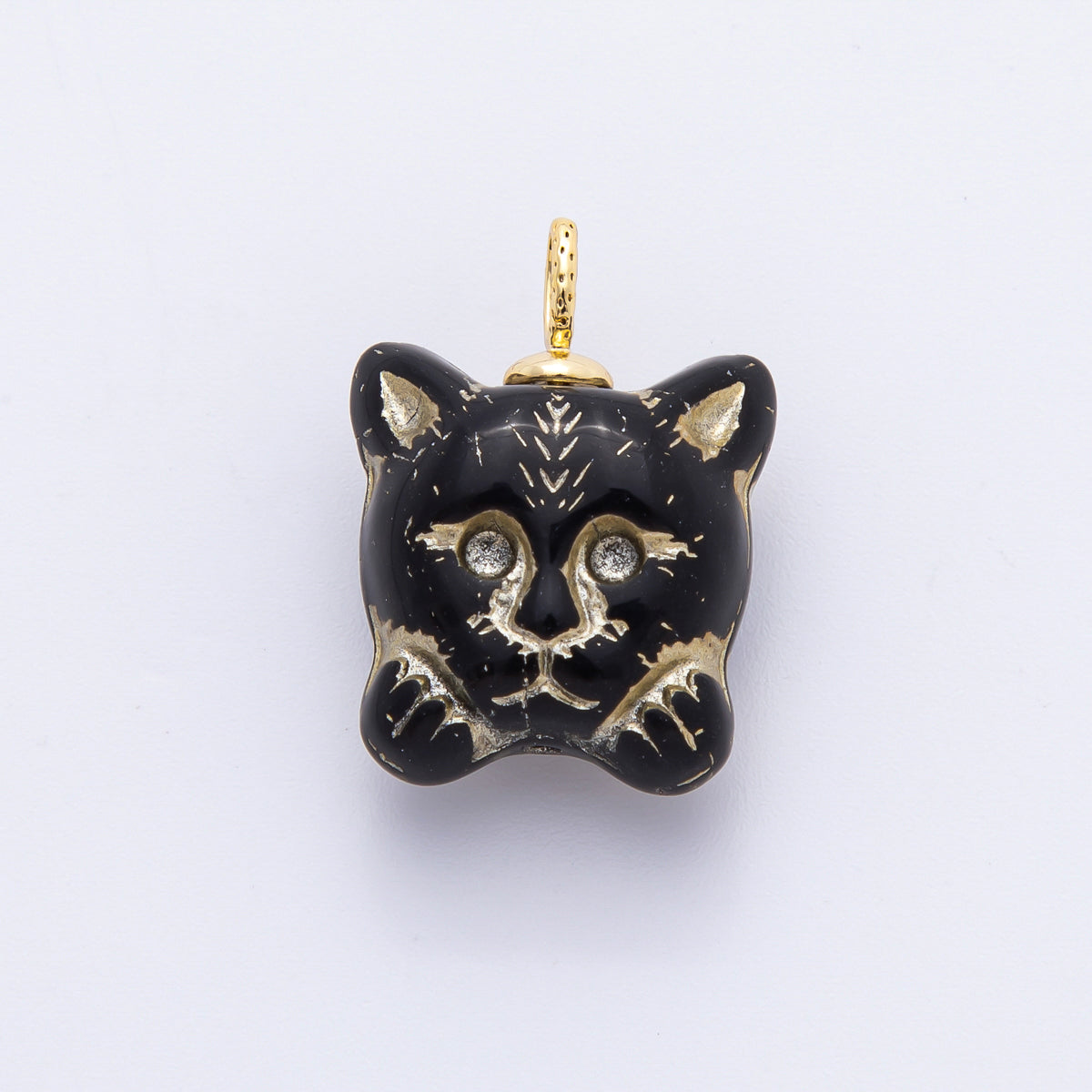 18K Gold Filled Blue, Light Green, Black, Dark Green Gold Lined Cat Acrylic Drop Charm | N214 N225