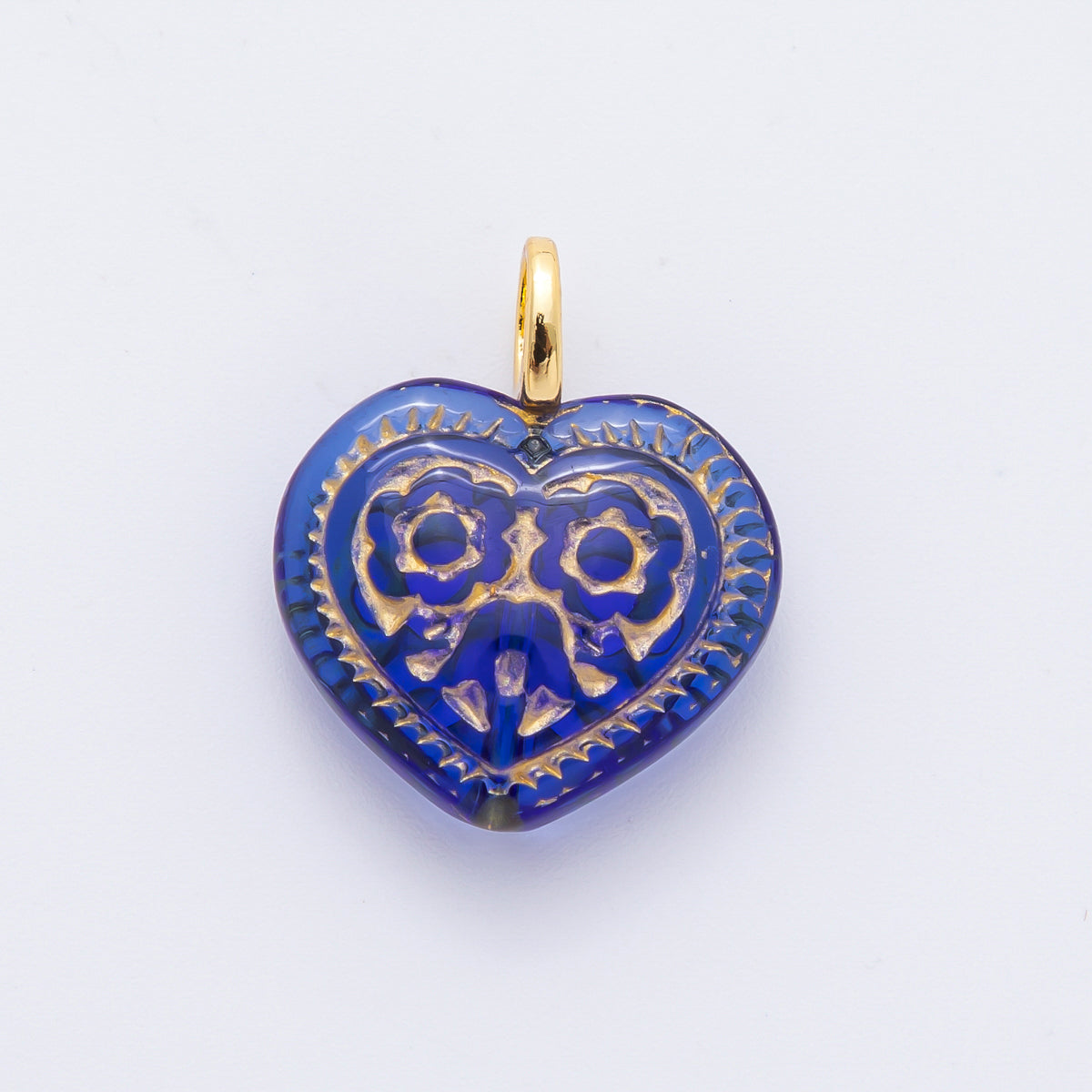 18K Gold Filled Gold-Lined Red, Blue, Green, Pink, Purple Geometric Heart Drop Charm | N462 N490 N505 N533