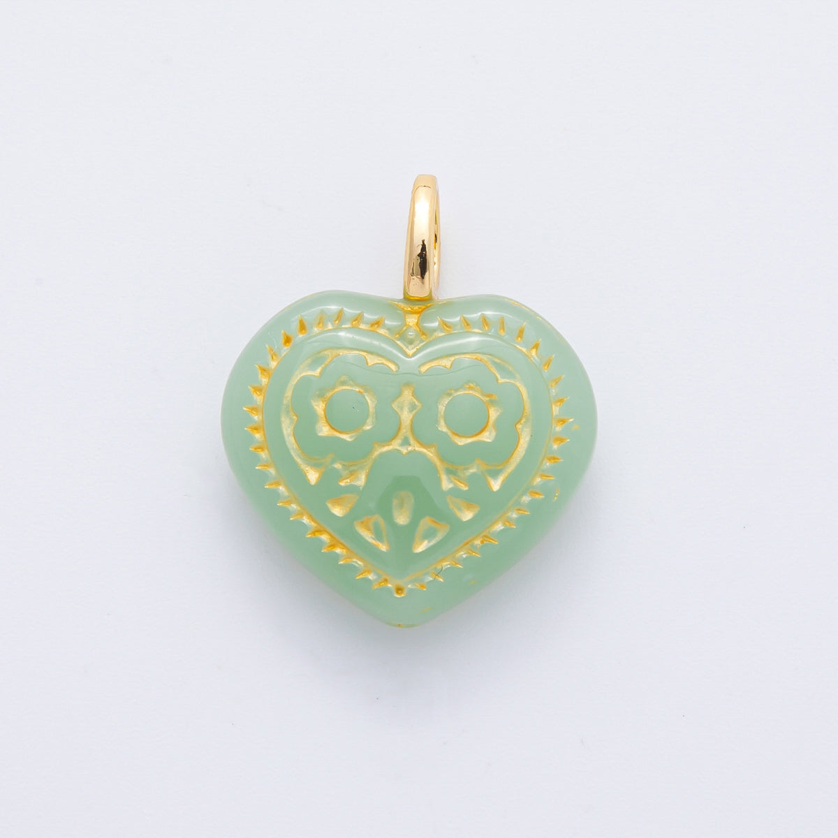 18K Gold Filled Gold-Lined Red, Blue, Green, Pink, Purple Geometric Heart Drop Charm | N462 N490 N505 N533