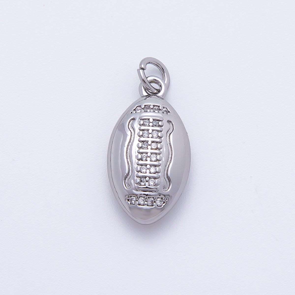18K Gold Filled Micro Paved CZ American Football Sports Charm in Gold & Silver | N555