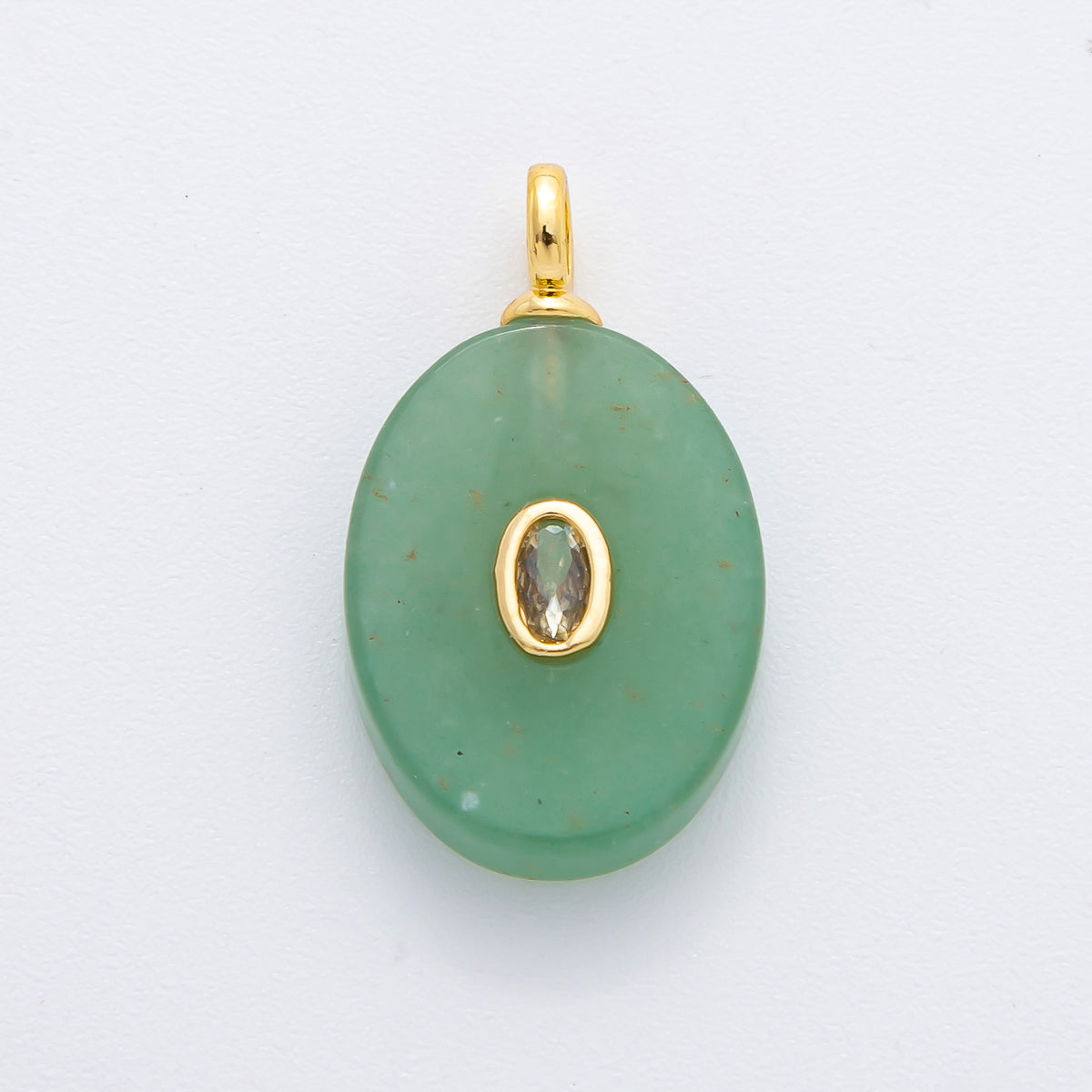 18K Gold Filled 26mm Natural Stone Pendant Oval Gemstone Charm Bracelet Necklace Component | N720