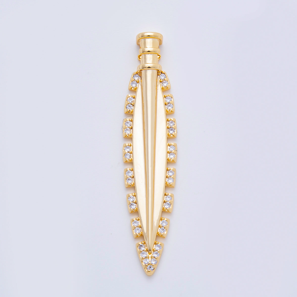 18K Gold Filled 44mm Micro Paved CZ Sharp Spearhead Charm | N-A1324