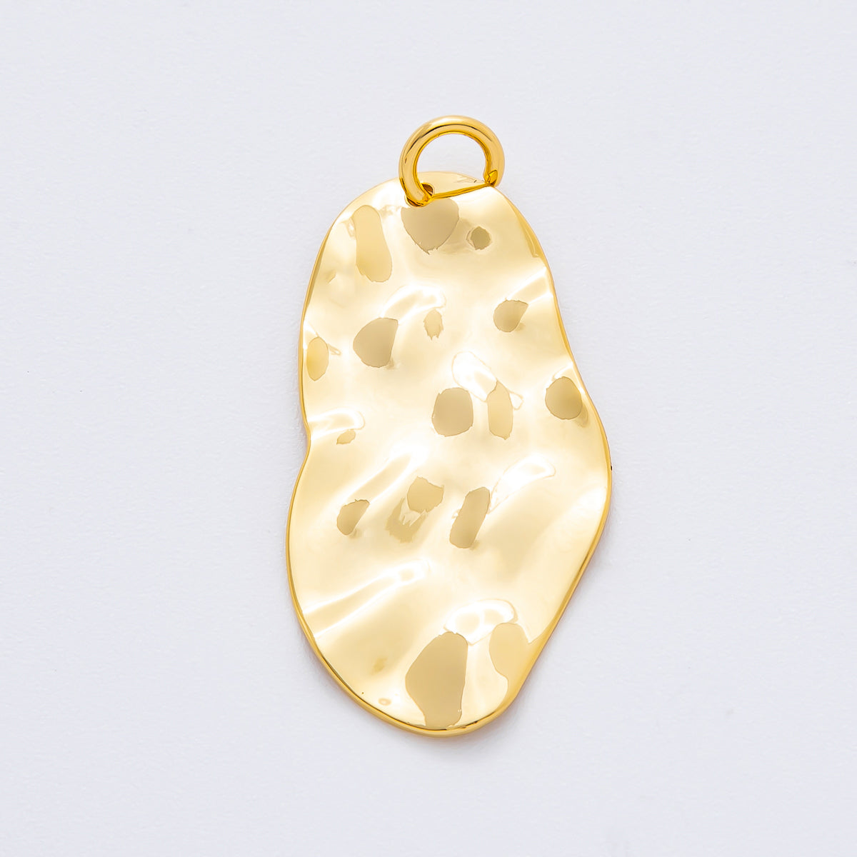 18K Gold Filled 39mm Hammered Organic Shape Charm | N-A1527