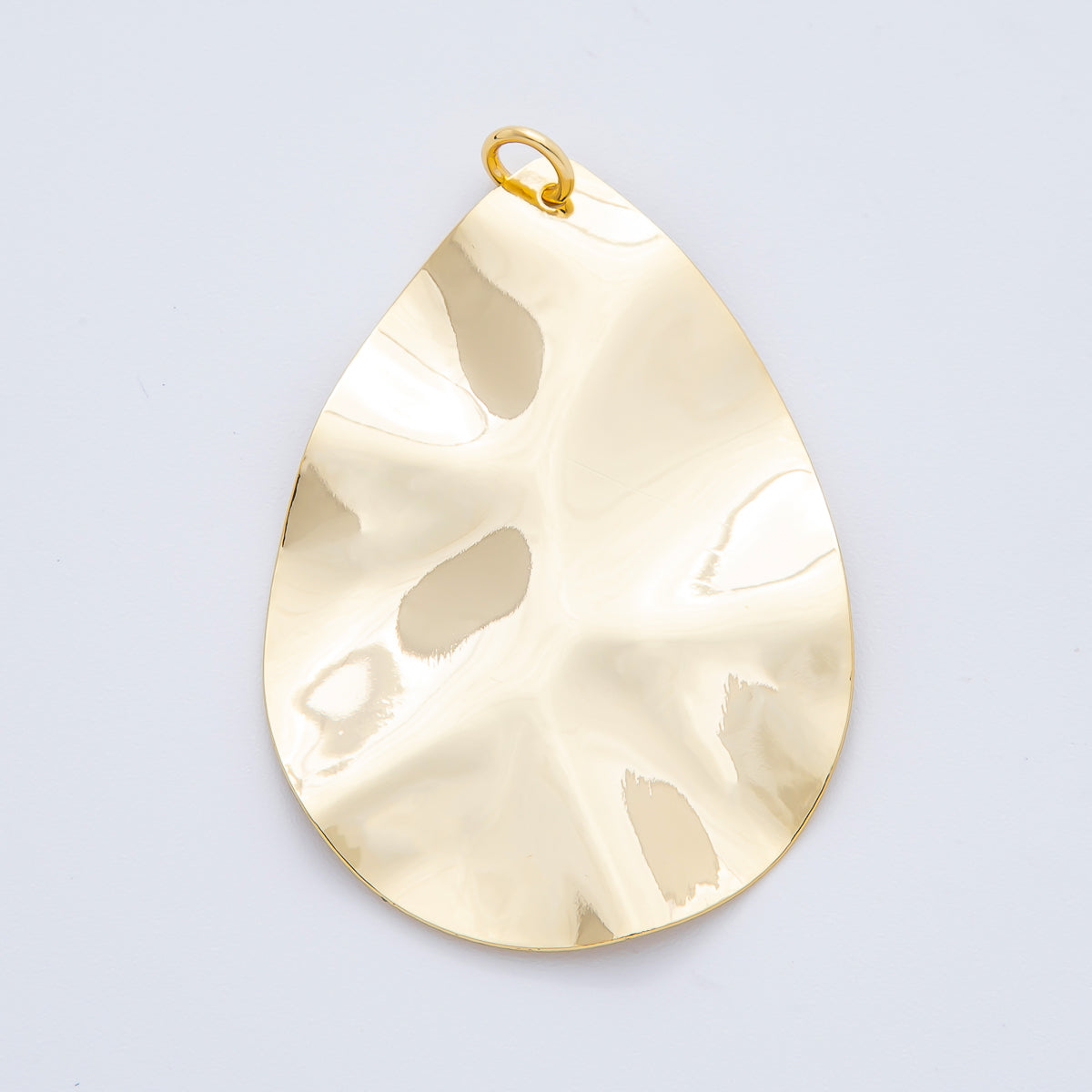 18K Gold Filled 51mm Hammered Teardrop Freeform Shape Charm | N-A1791