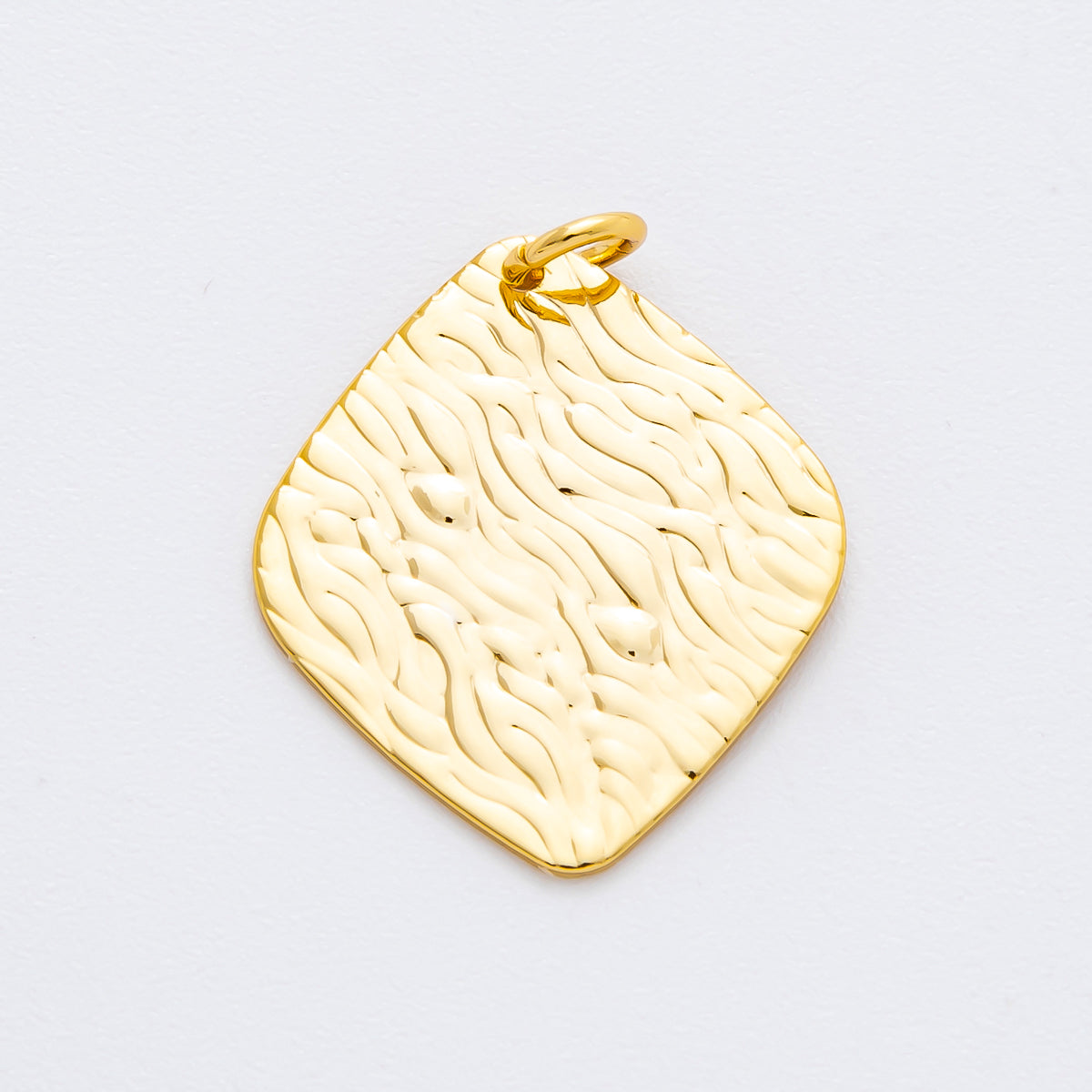18K Gold Filled 26mm Hammered Rhombus Freeform Shape Charm | N-A2033
