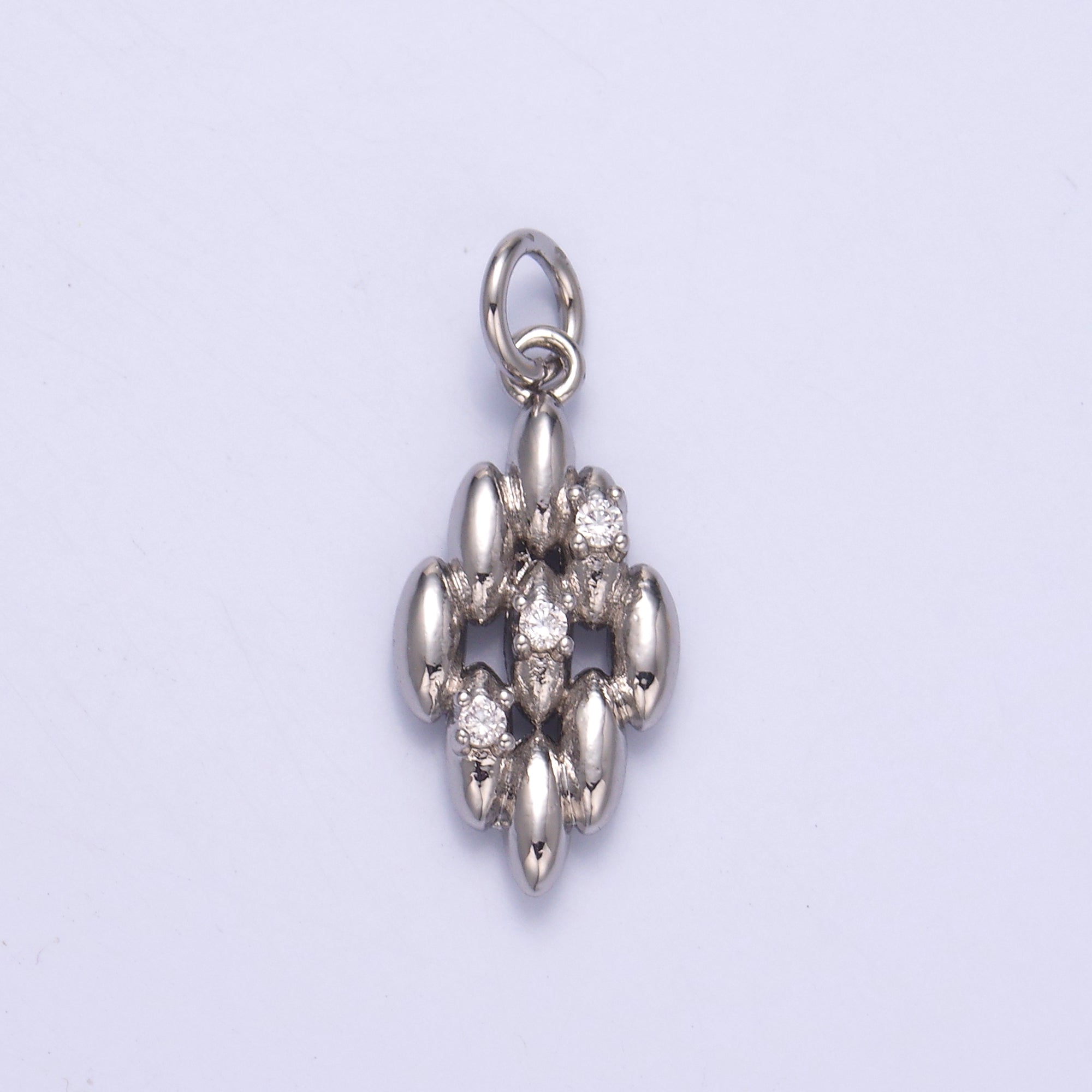24K Gold Filled CZ Sphere Quilted Geometric Mini Charm in Gold & Silver | N005