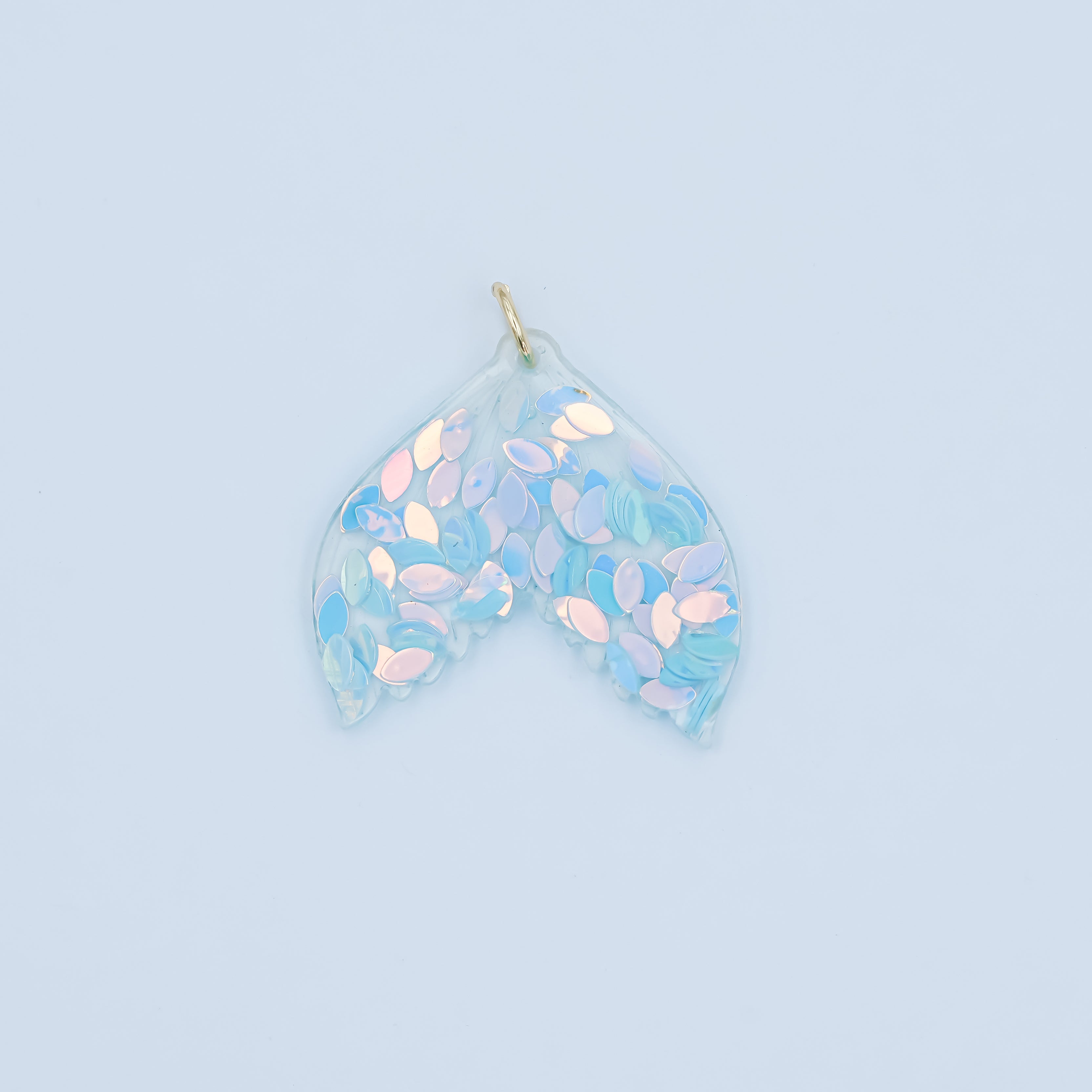 Handmade Blue Scale Mermaid Whale Fish Tail Resin Charm | N068
