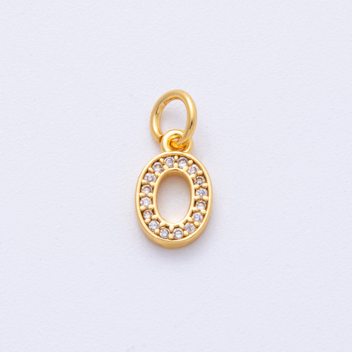 14K Gold Filled 14mm Number 0-9 Clear Micro Paved CZ Charm | N1025 - N1034