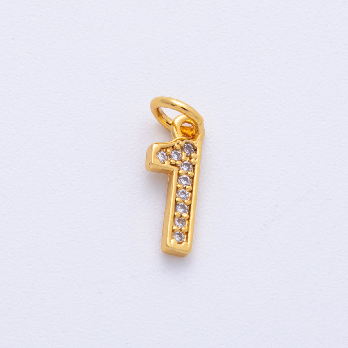14K Gold Filled 14mm Number 0-9 Clear Micro Paved CZ Charm | N1025 - N1034
