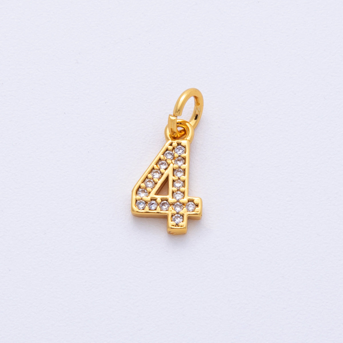 14K Gold Filled 14mm Number 0-9 Clear Micro Paved CZ Charm | N1025 - N1034