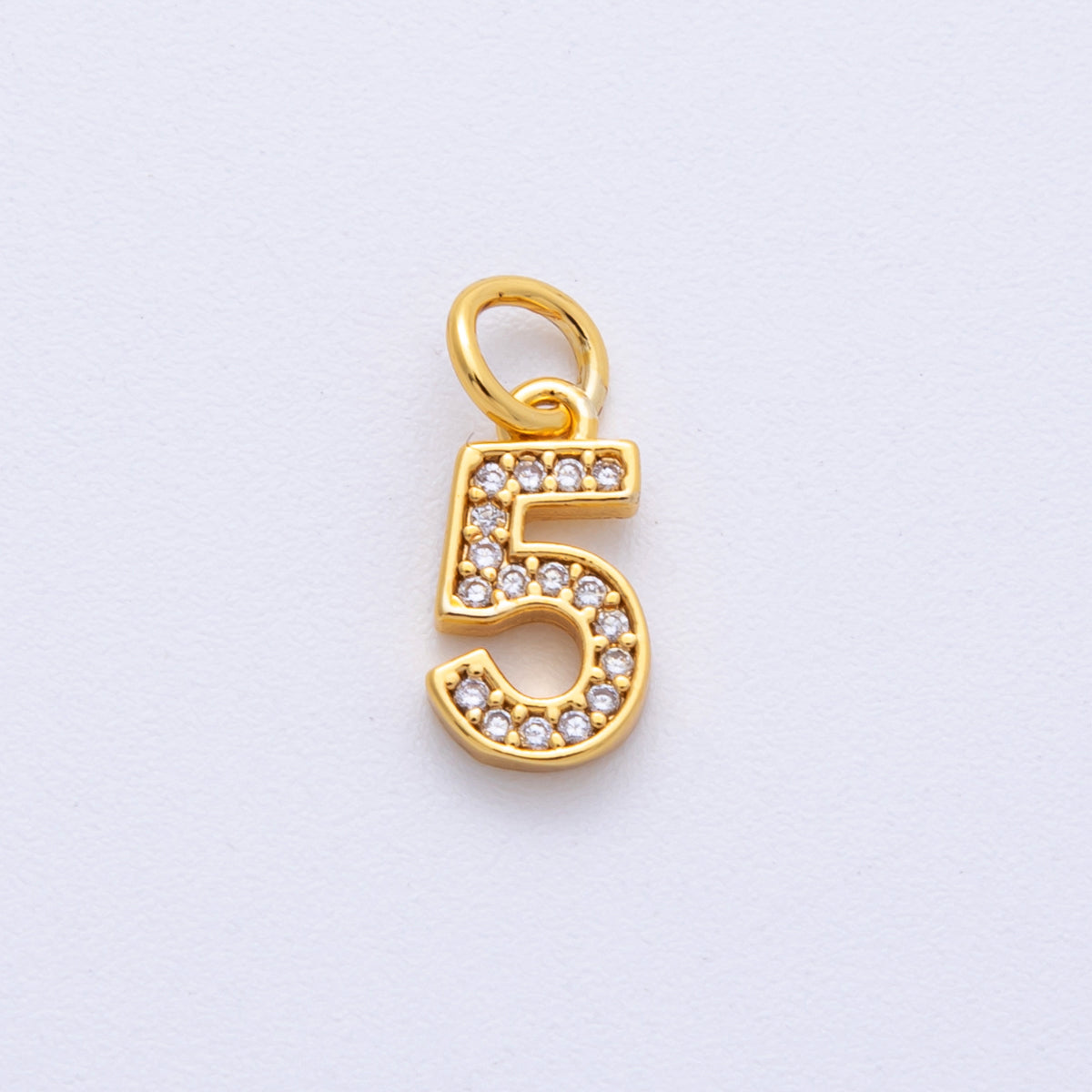 14K Gold Filled 14mm Number 0-9 Clear Micro Paved CZ Charm | N1025 - N1034