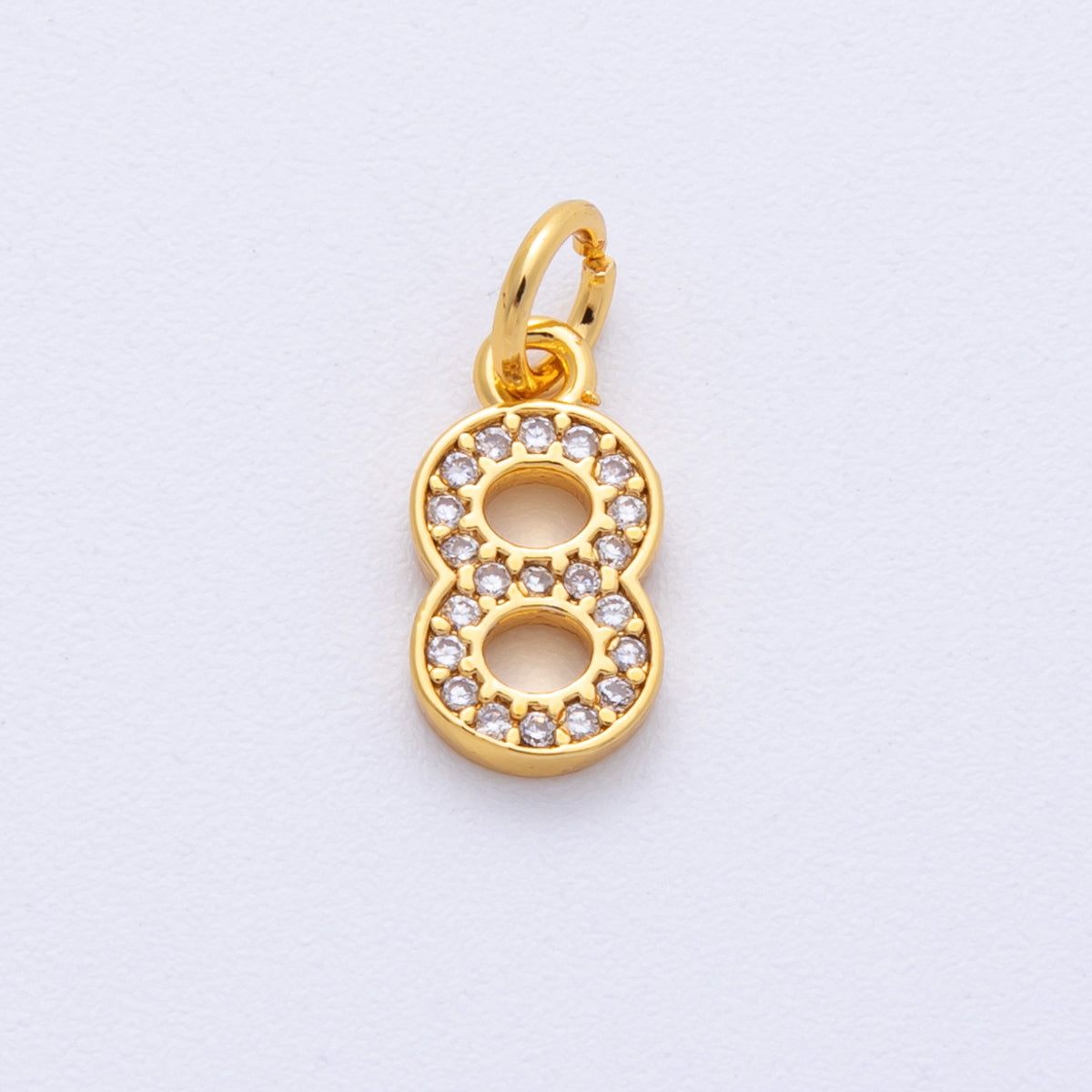 14K Gold Filled 14mm Number 0-9 Clear Micro Paved CZ Charm | N1025 - N1034