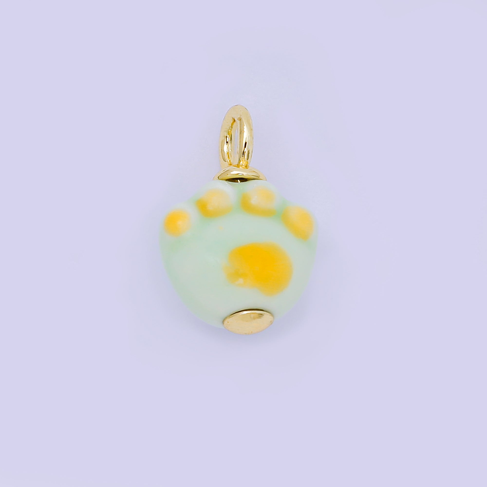 24K Gold Filled 20mm Enamel Art Bear Paw Foot Print Animal Charm | N-147
