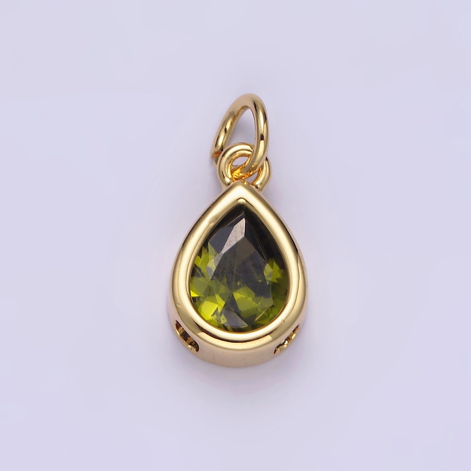 24K Gold Filled 15mm CZ Teardrop Bezel Charm in Gold & Silver | N1625 - N1647