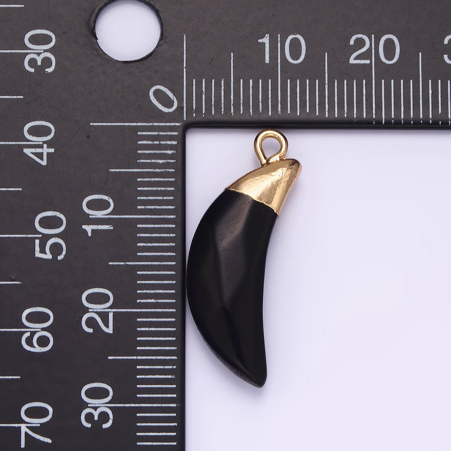 14K Gold Filled Onyx, Howlite, Clear Quartz Crescent Horn Foiled Charm | N1749 N1750 N1752 - DLUXCA