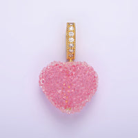 14K Gold Filled Green, Pink, Purple Puffed Heart Micro Paved Bail Pendant | N1977 - N1979 - DLUXCA