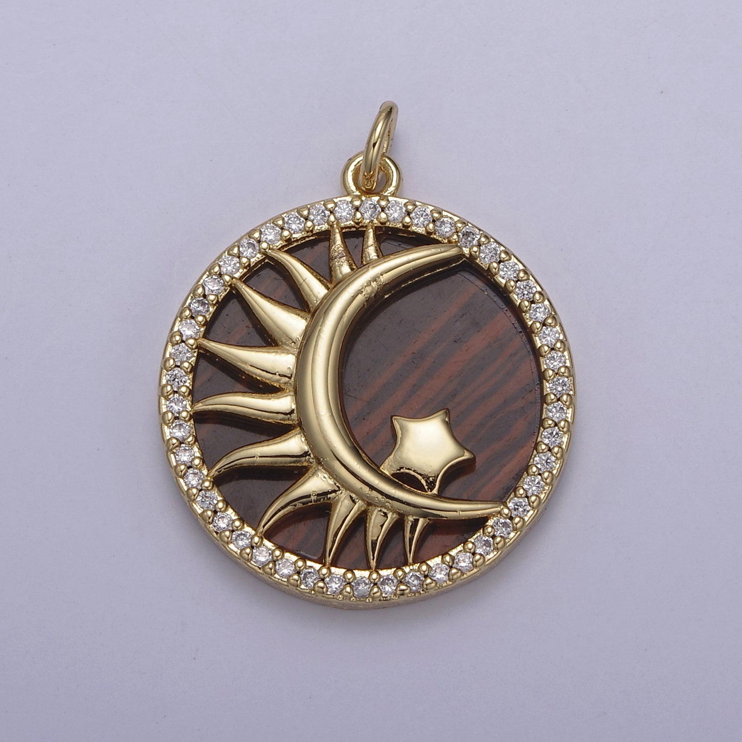 14k gold filled tiger eye charm pendant crescent moon star charm for celestial necklace bracelet jewelry making n-700