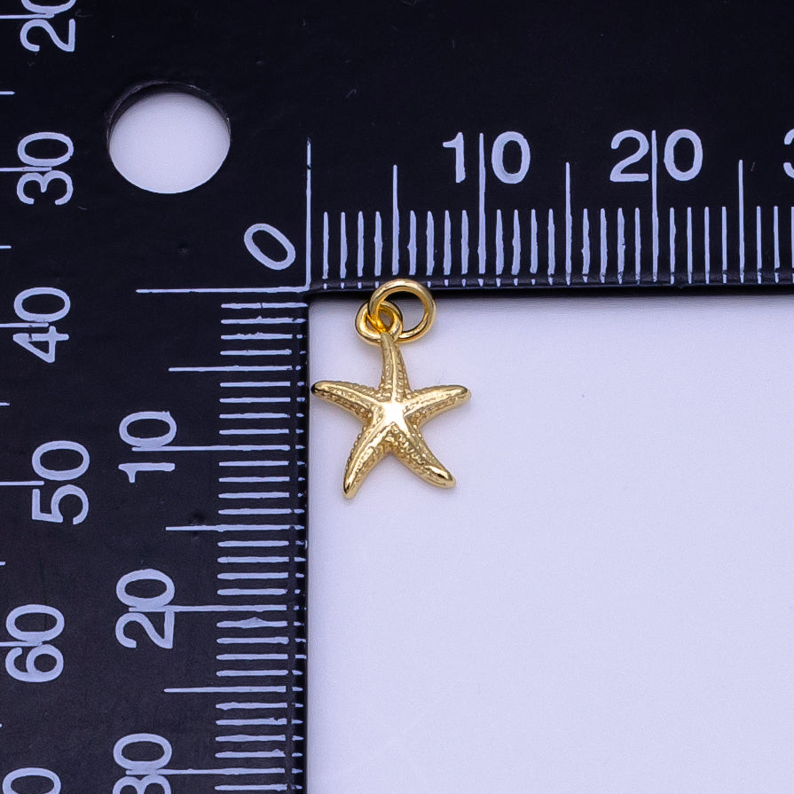 Dije adicional de animal oceánico con forma de estrella texturizada y relleno de oro de 16 quilates | N-945