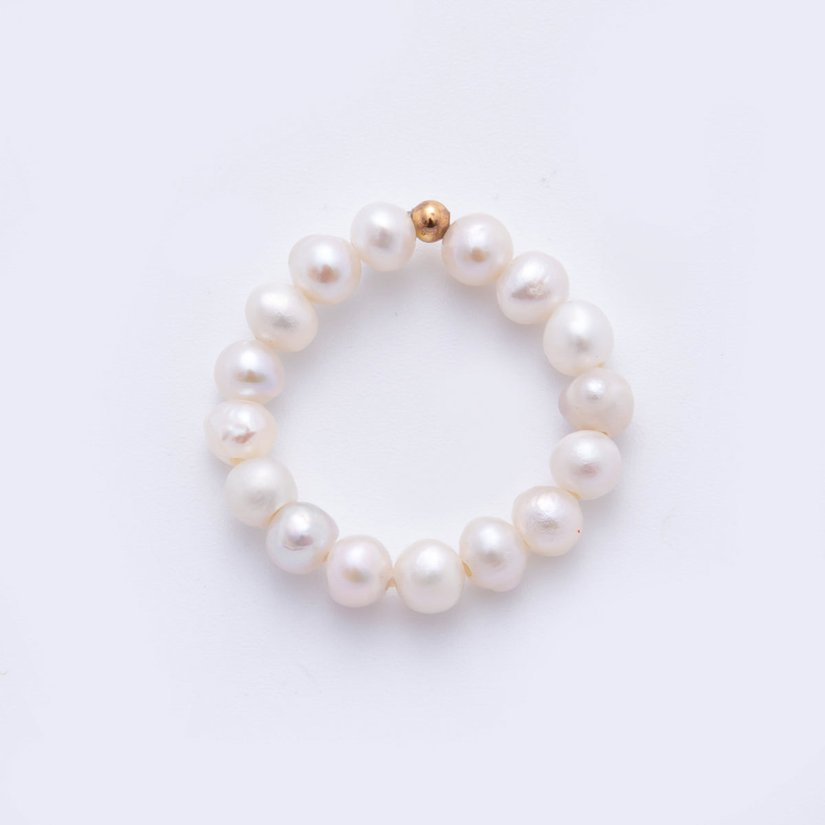 18K Gold Filled Freshwater Pearl Authentic Handmade Stretch Ring | O159