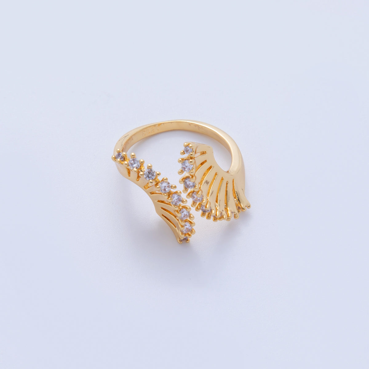 18K Gold Filled Micro Paved Multiple Fan Wrap Claw Ring | O2019