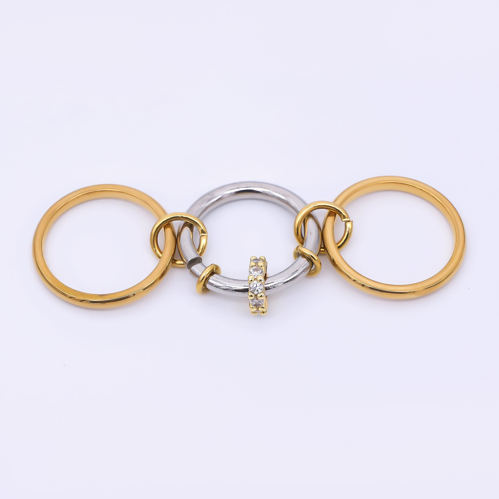 Stainless Steel Mixed Metal Multiple Interlocked Bands Stacking Ring | O1438