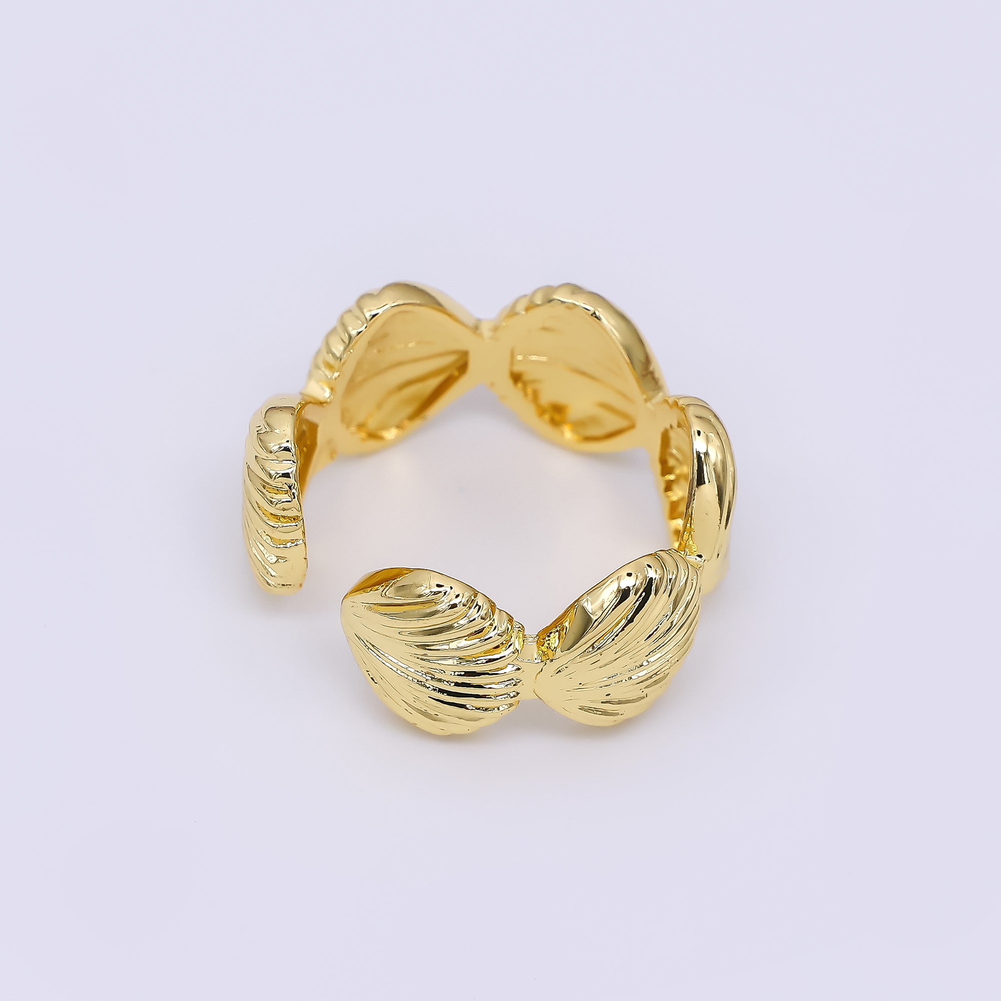 24K Gold Filled Linked Sea Clam Shell Adjustable Open Ring | O1462