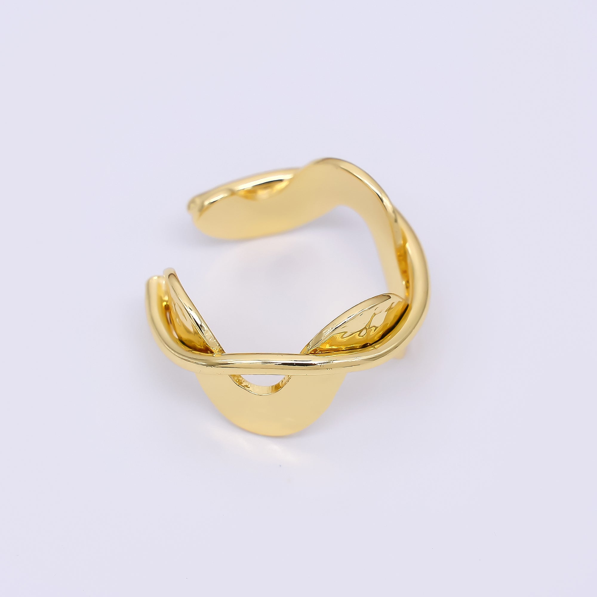 24K Gold Filled Liquid Wave Twist Adjustable Open Ring | O1468