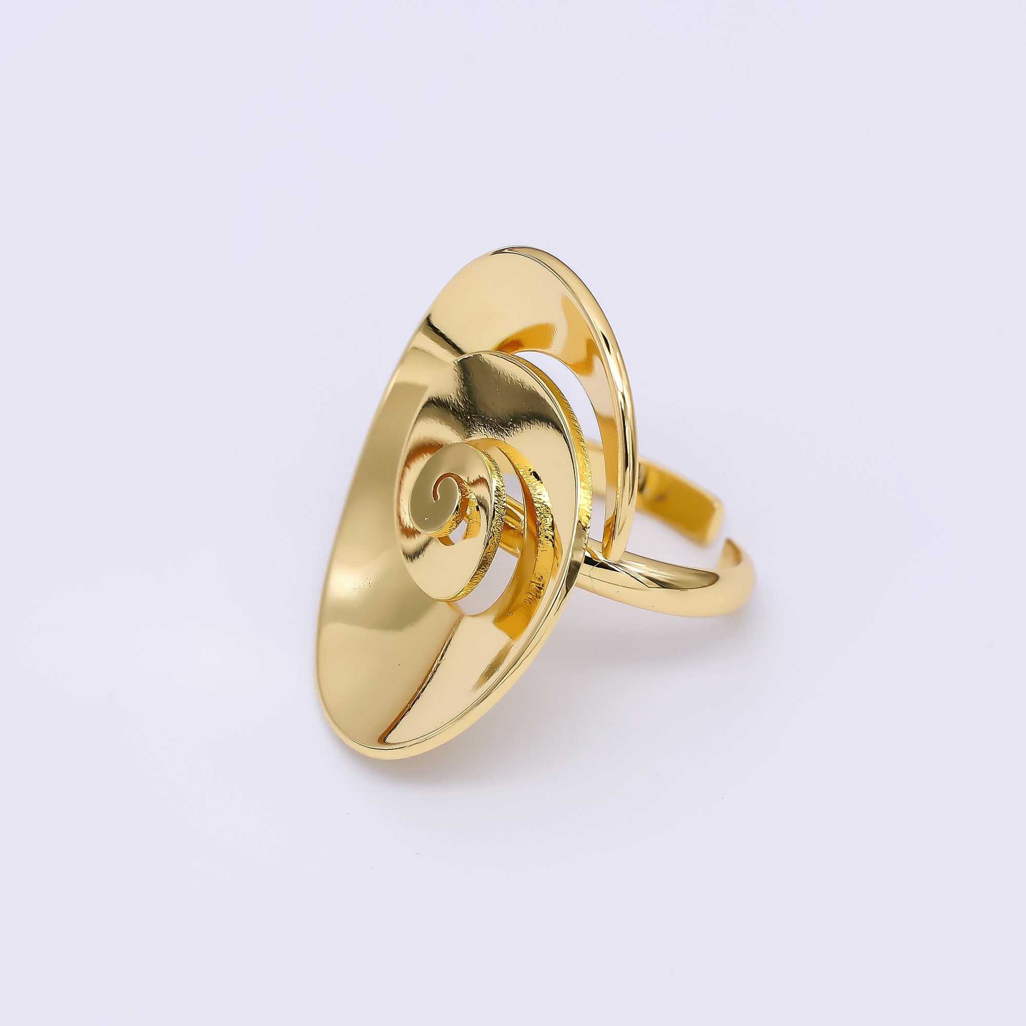 24K Gold Filled Spiral Blossom Flower Adjustable Open Ring | O1474