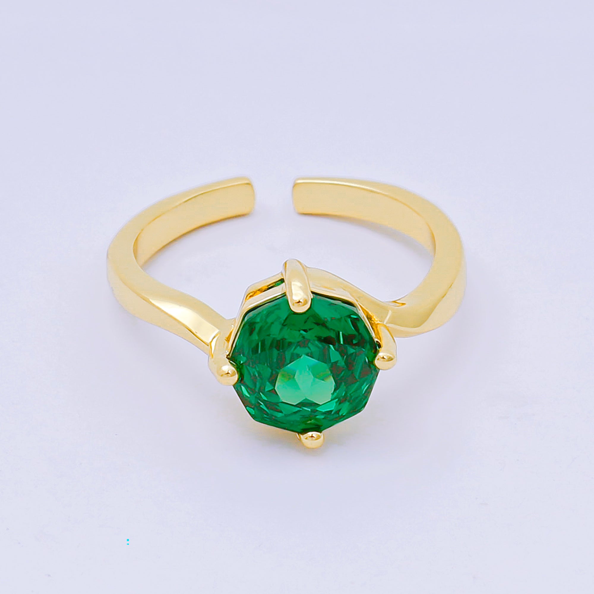 24K Gold Filled Round CZ Simple Classic Solitaire Adjustable Ring in Pink, Blue, & Red | O-1494 - O-1500, O-1511 O-1566 O-1579 O-1580 O-1593 O-1599 O-1600