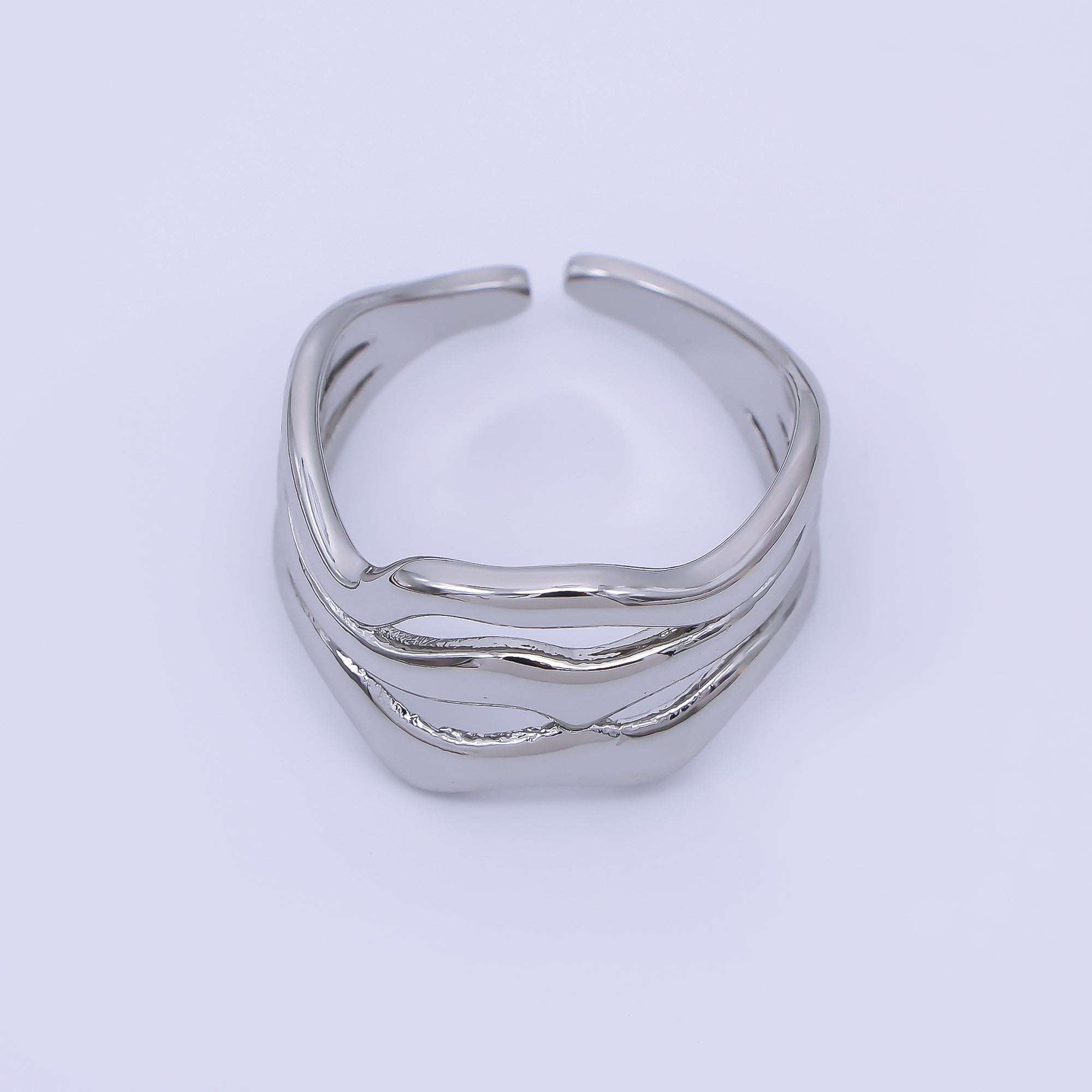 24K Gold Filled Triple Waves Band Ring in Gold & Silver | O1620 O1621