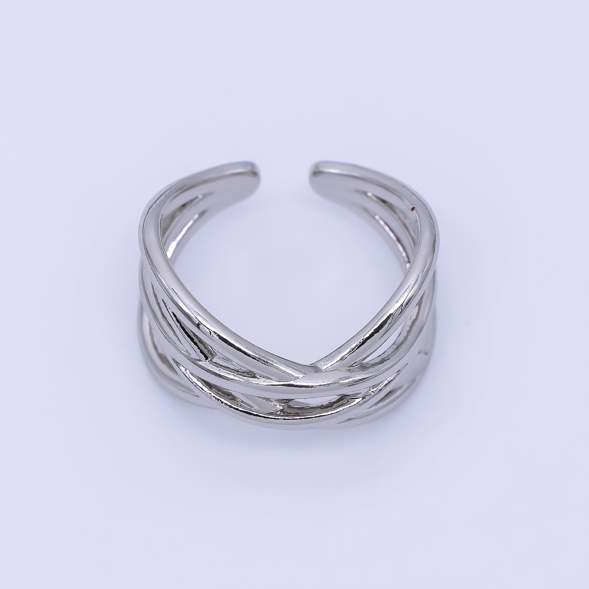 24K Gold Filled Intertwined Lines Crossing Ring in Gold & Silver | O1628 O1631
