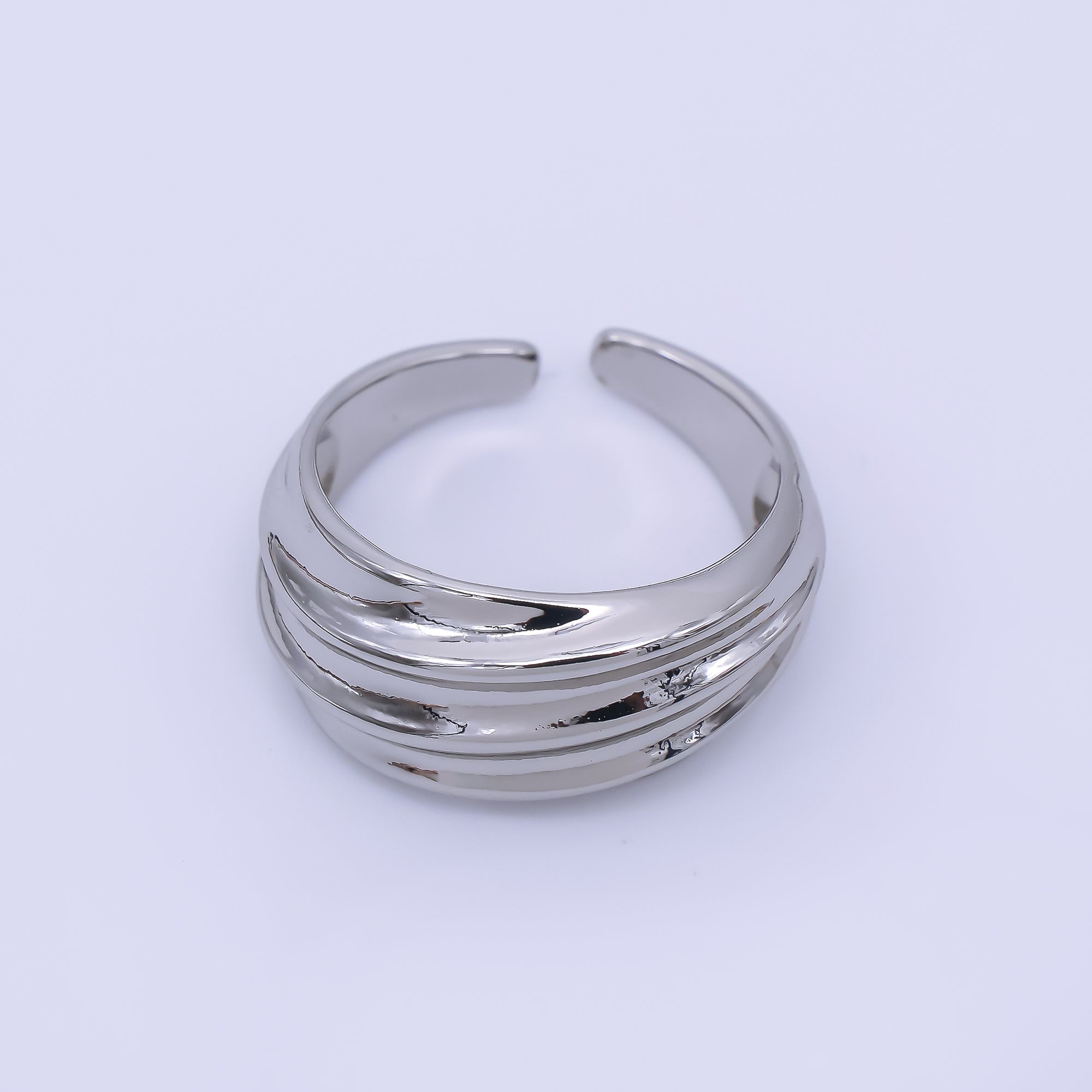 24K Gold Filled Stripes Textured Dome Ring in Gold & Silver | O1632 O1639