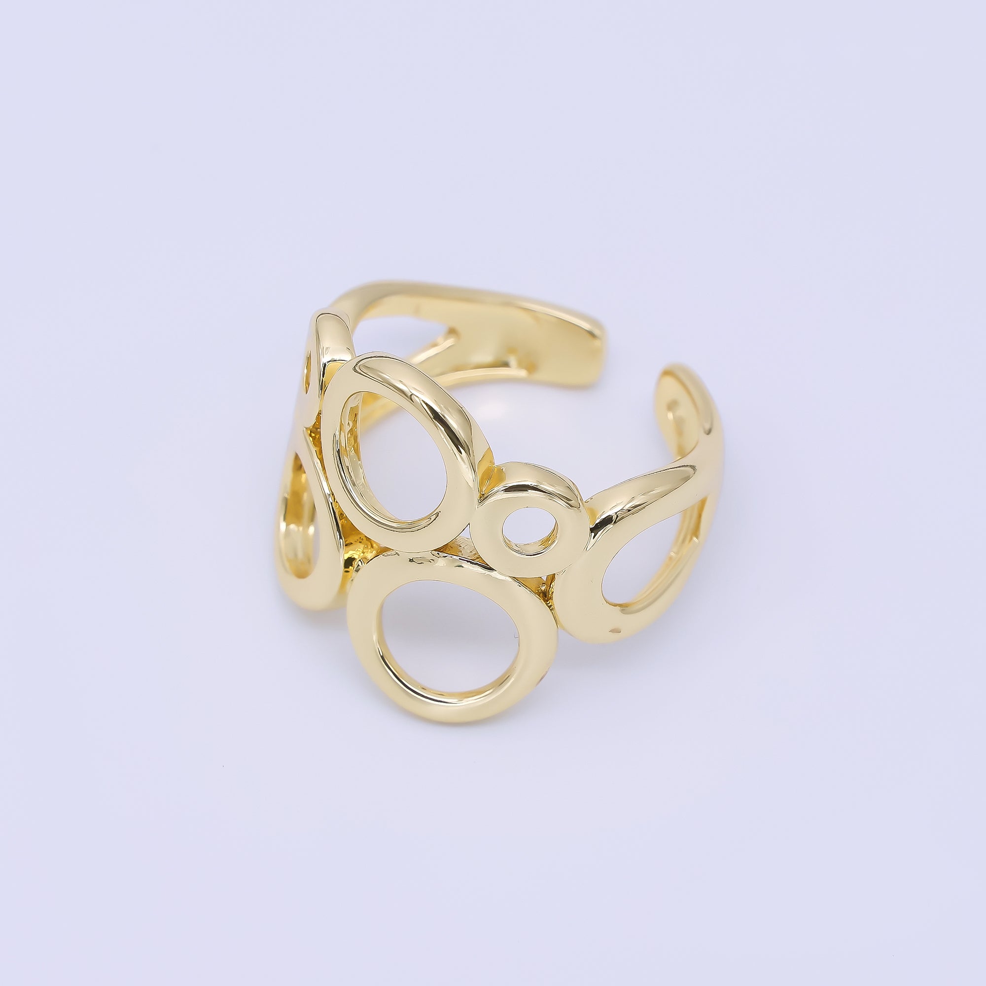 24K Gold Filled Geometrical Hollow Round Set Ring in Gold & Silver | O1641 O1642