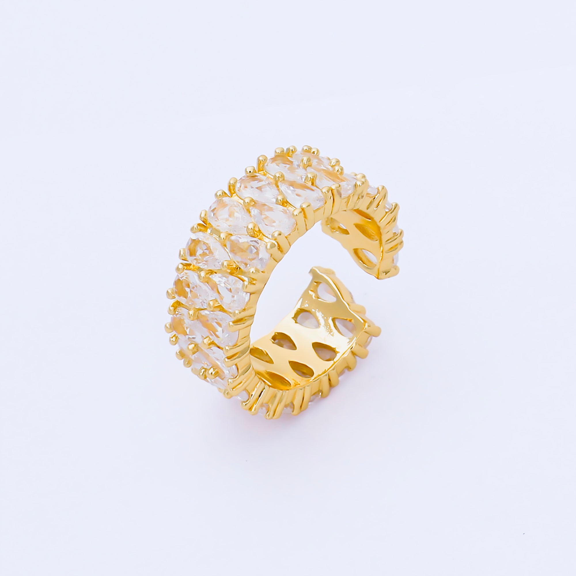 24K Gold Filled Teardrop CZ Cluster Crown Adjustable Ring | O1666