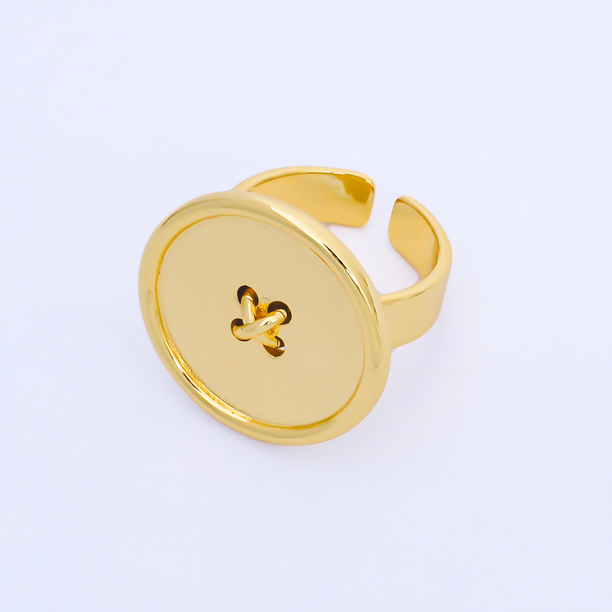 24K Gold Filled Button Ring Fashion Rings for Women Adjustable | O1669