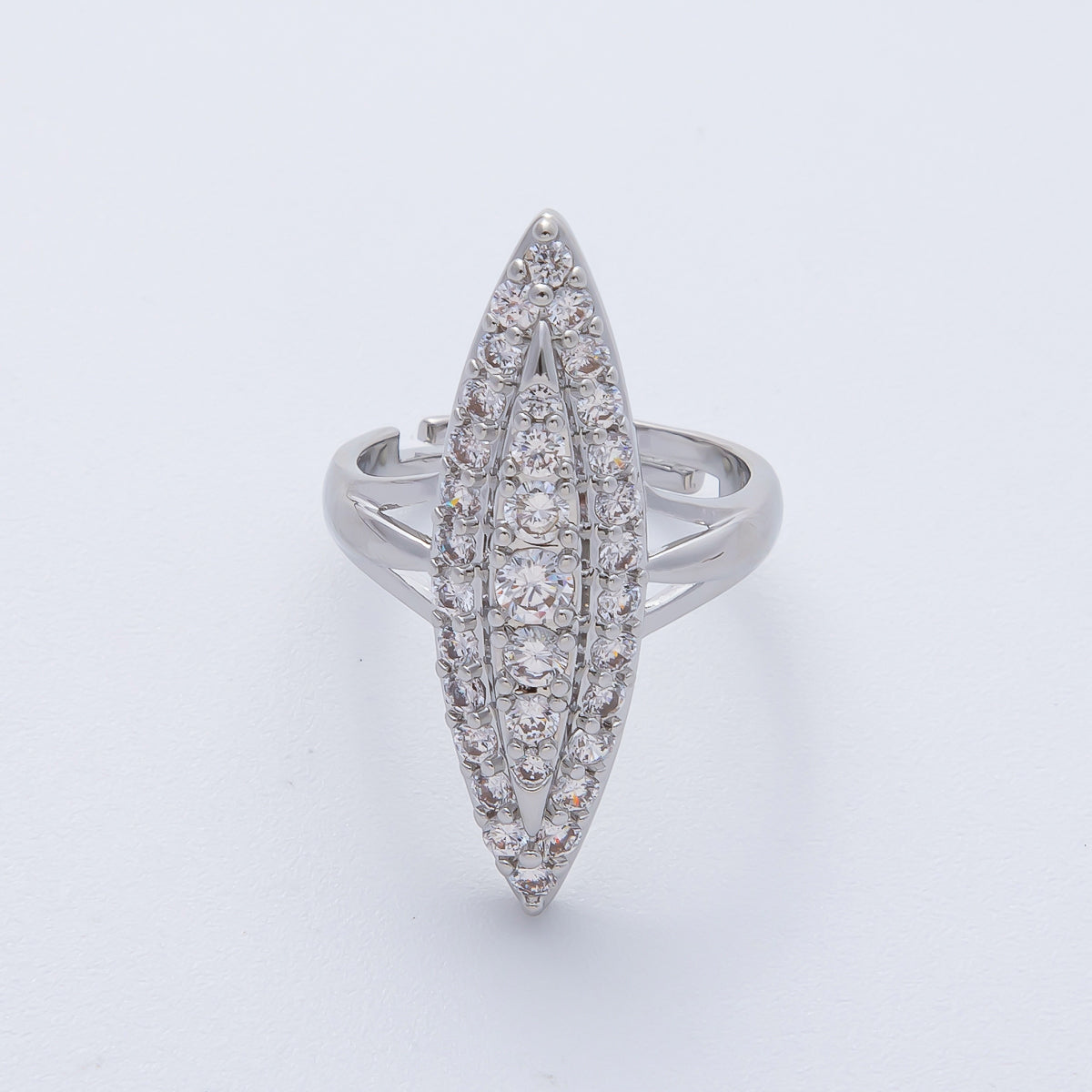 14K Gold Filled Micro Paved CZ Marquise Navette Adjustable Ring in Gold & Silver | O543 O783