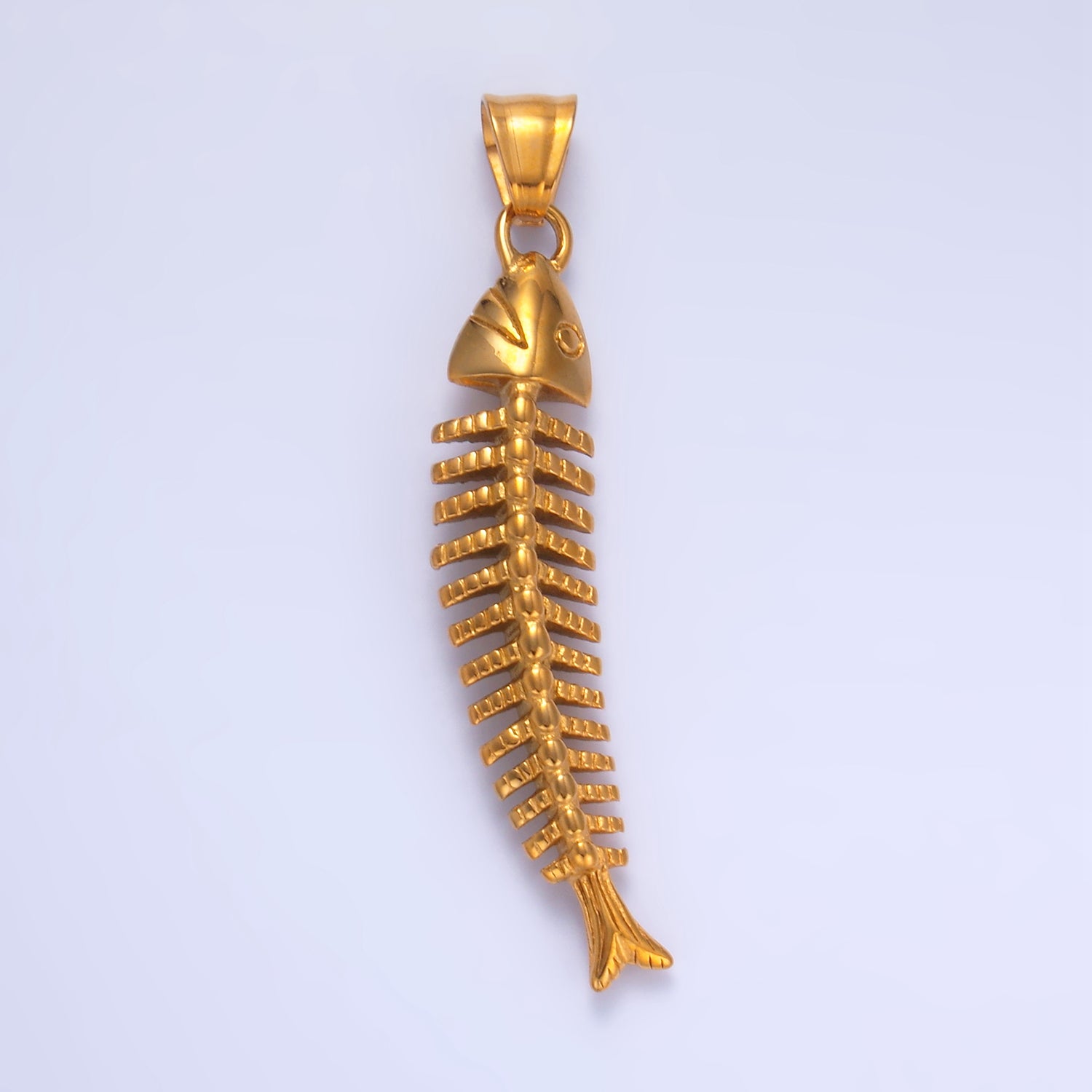 Stainless Steel 60mm Ocean Sea Fish Animal Skeleton Bone Curved Pendant | P1067