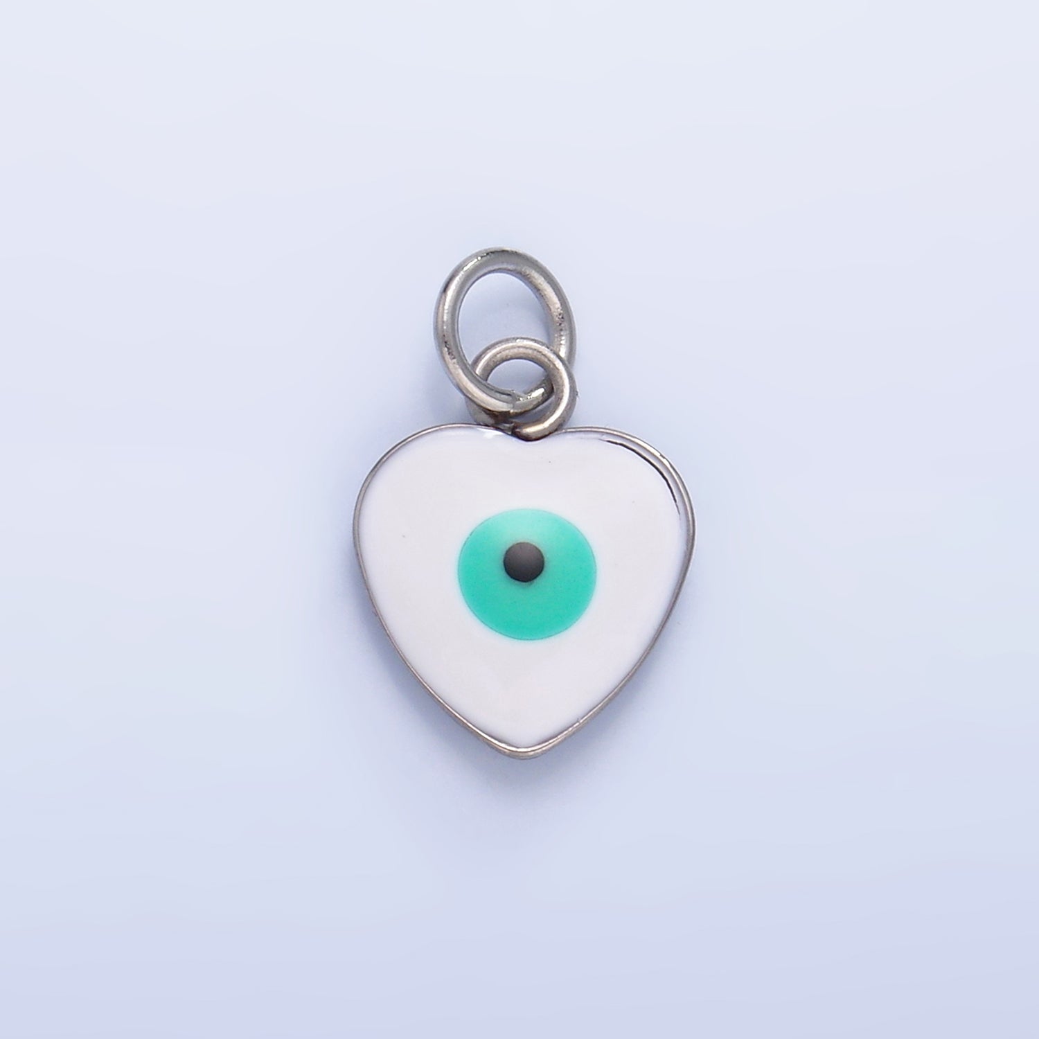 Stainless Steel Evil Eye Enamel Heart Charm in Gold & Silver | P733
