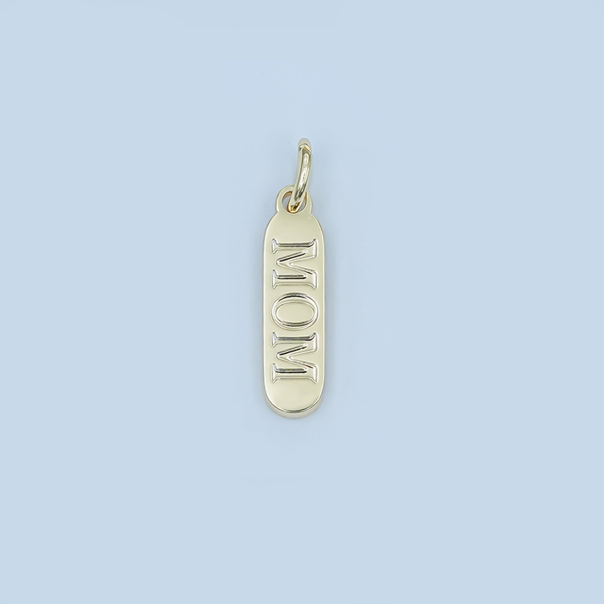 Stainless Steel "MOM" Script Tag Mini Charm | P953