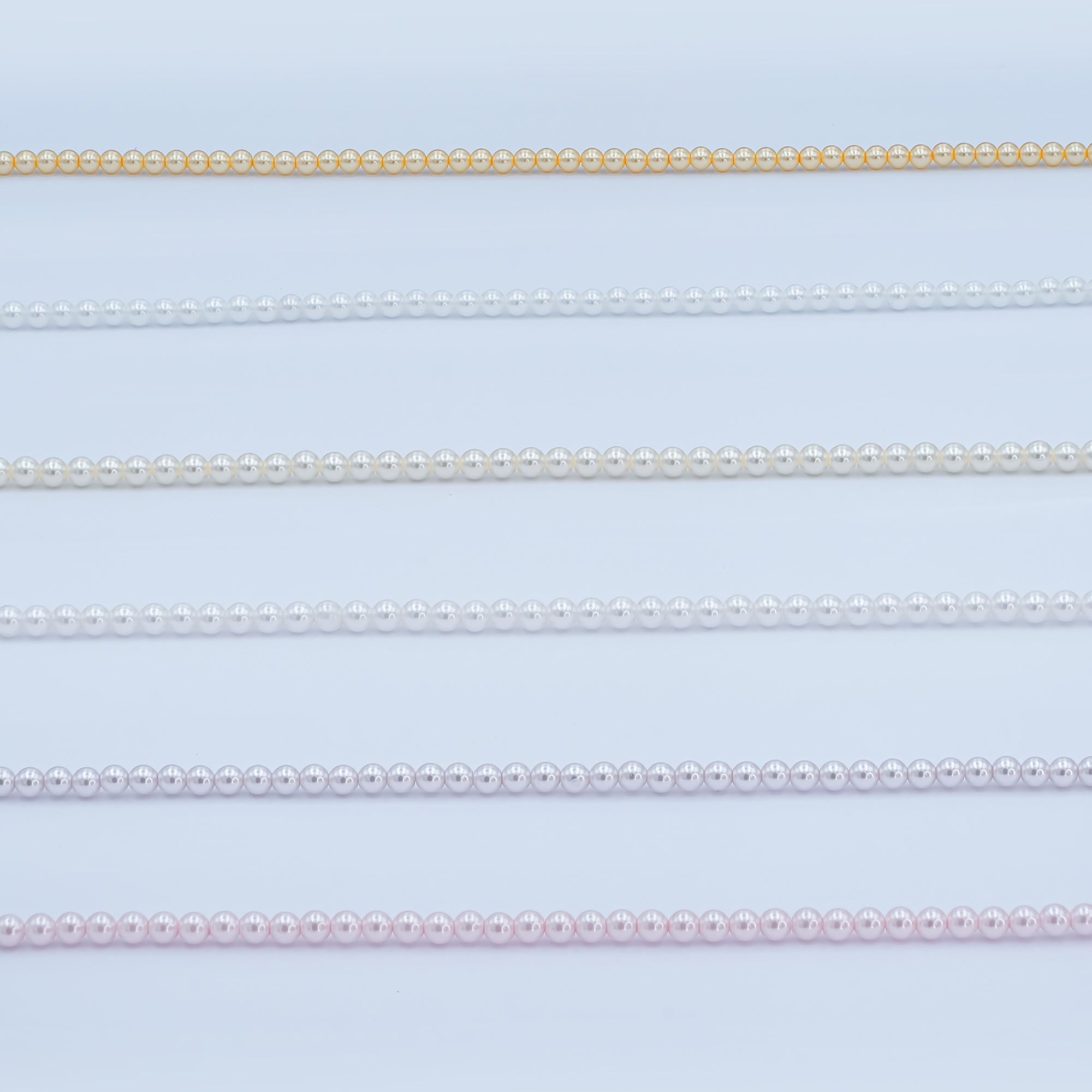 3mm Round White, Purple, Pink Shell Pearl Strand | WA-2986 ~ WA-3010