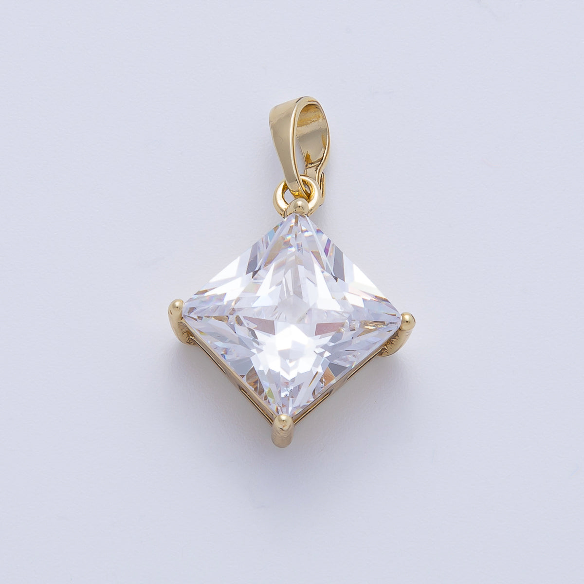 14K Gold Filled 17.5mm Clear CZ Rhombus CZ Solitaire Pendant | Pendants-100108